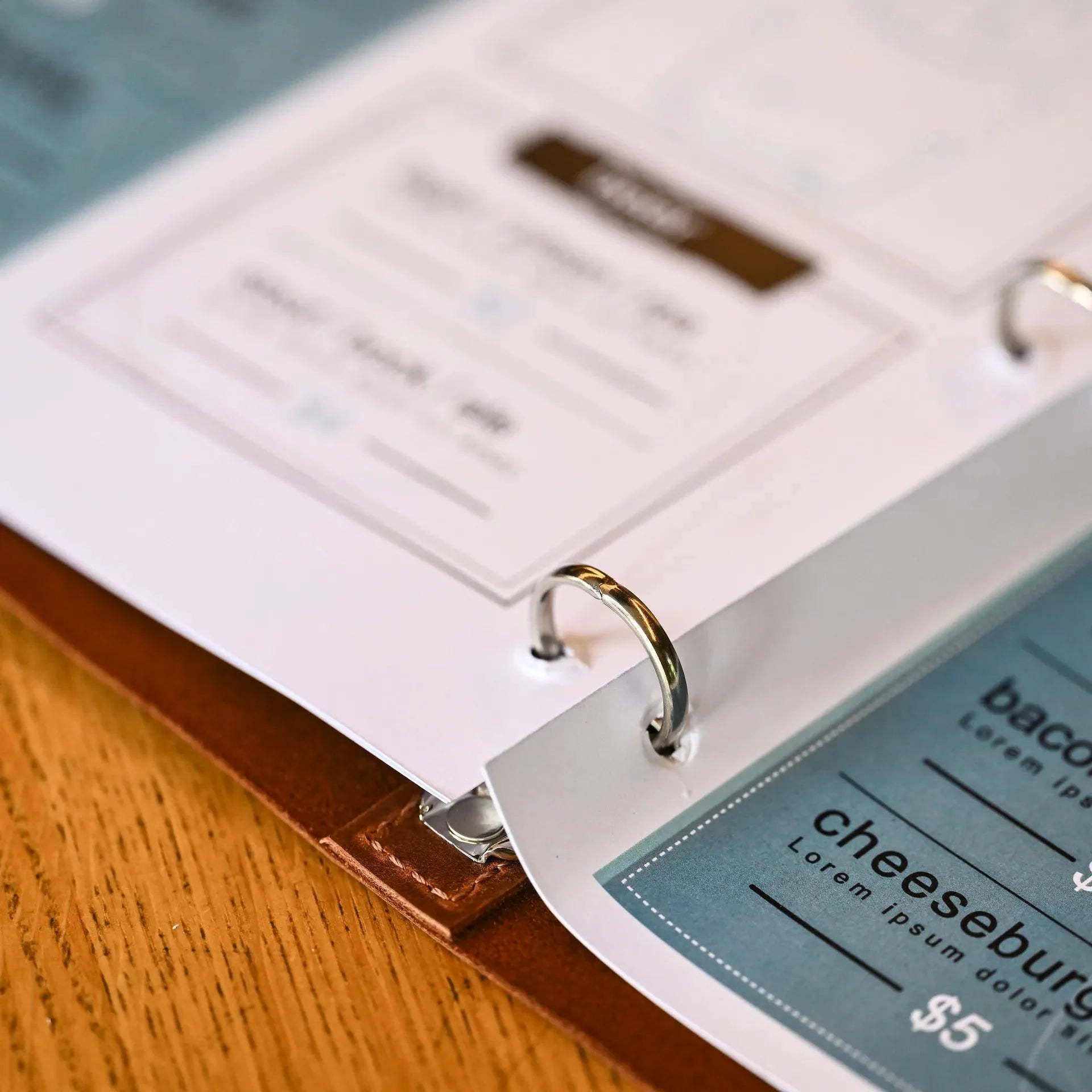 Menu Holder with Ring Binder Mechanism with Crazy Horse leather (LM01A4) - inkohoreca - shop