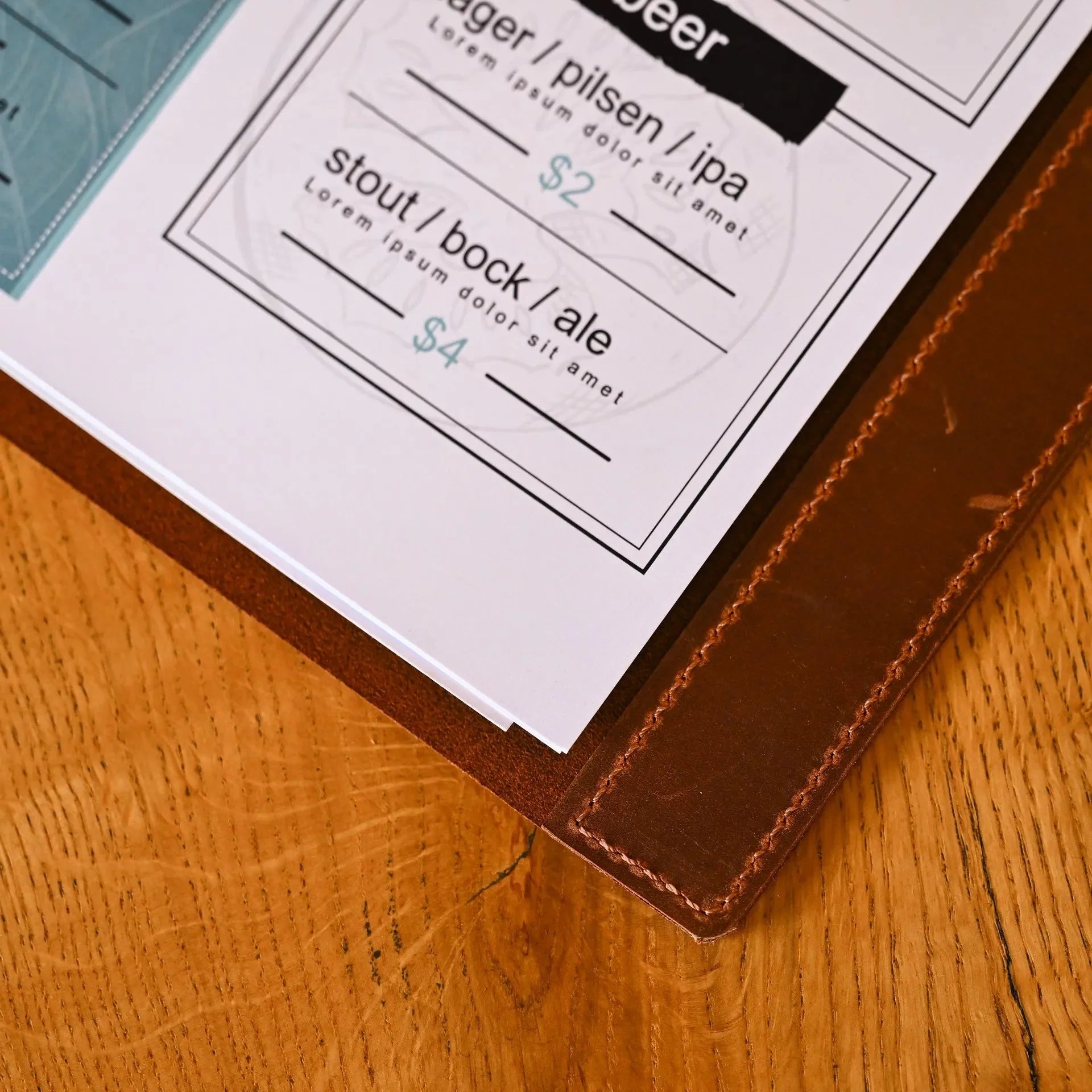 Menu Holder with Ring Binder Mechanism with Crazy Horse leather (LM01A4) - inkohoreca - shop