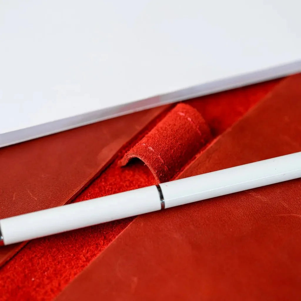 Sleek and durable Crazy Horse leather notebook with a closure, ideal for waiters needing a stylish and functional way to record orders.