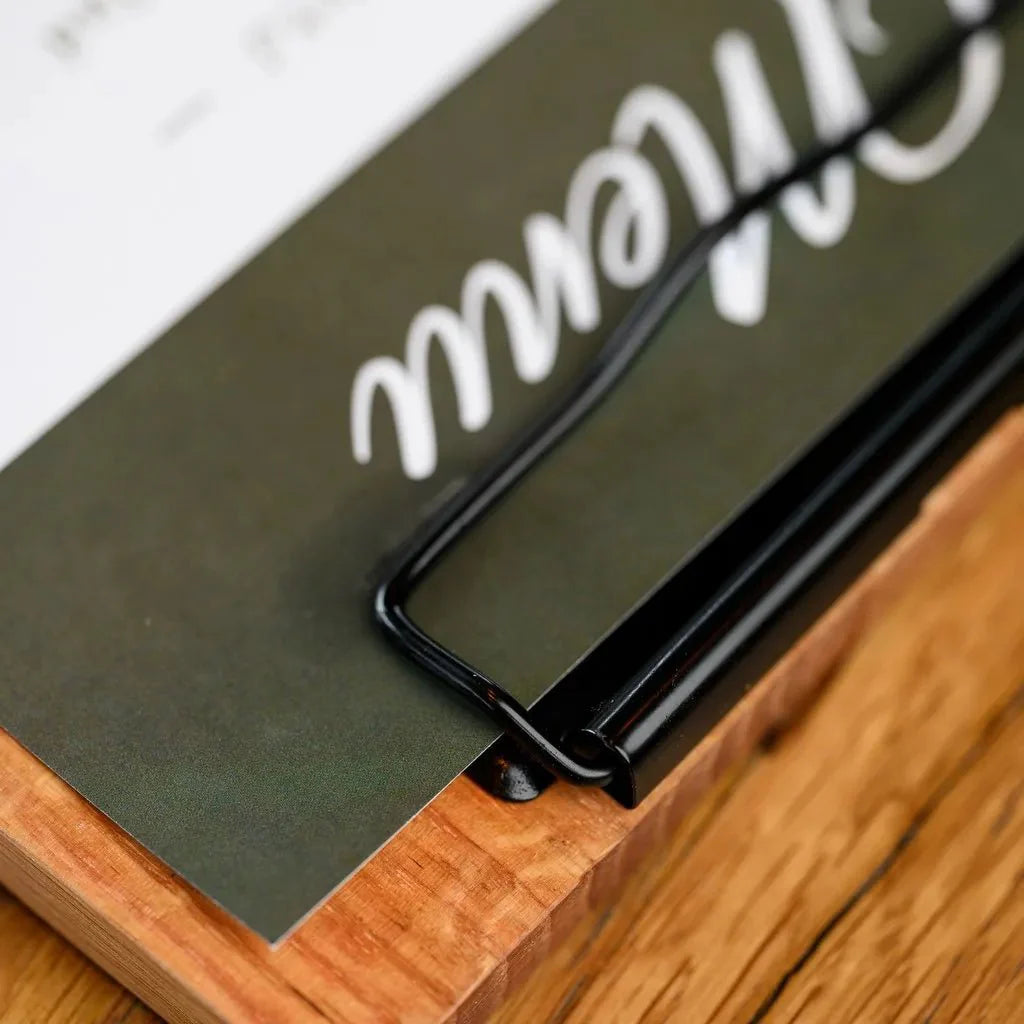 Oak Table Stand Menu Holder with black binder (TT407A5) - inkohoreca - shop