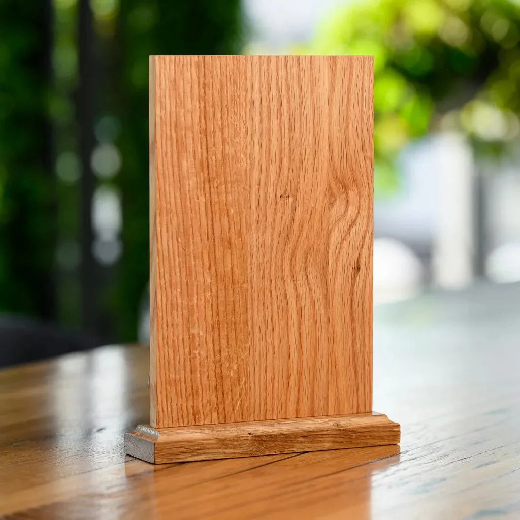 Oak Table Stand Menu Holder with black binder (TT407A5) - inkohoreca - shop