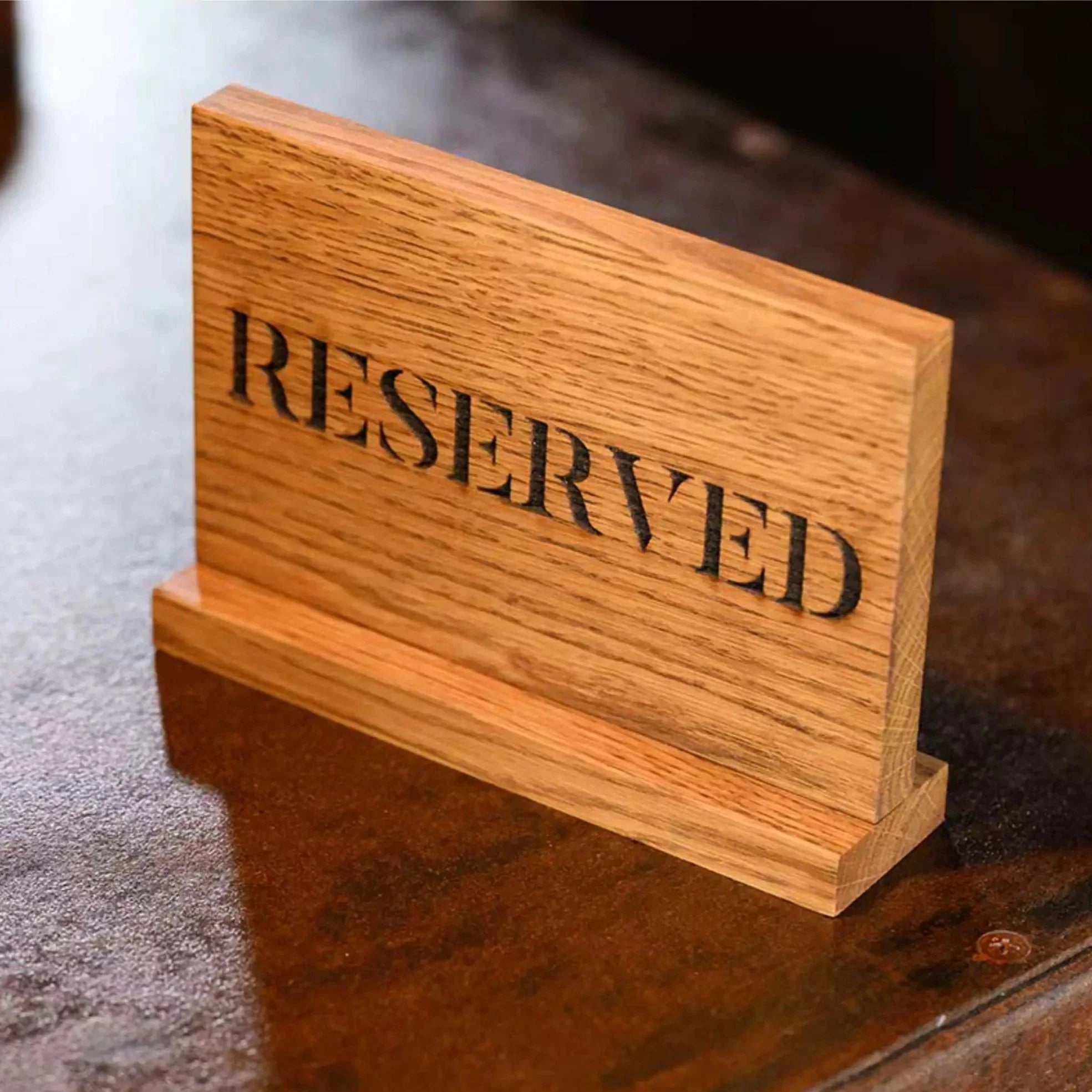 Oiled Oaken Wooden Tabletop Reserve Plate - inkohoreca - shop