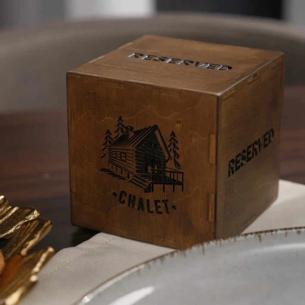 Durable engraved wooden reservation plaque for restaurants.