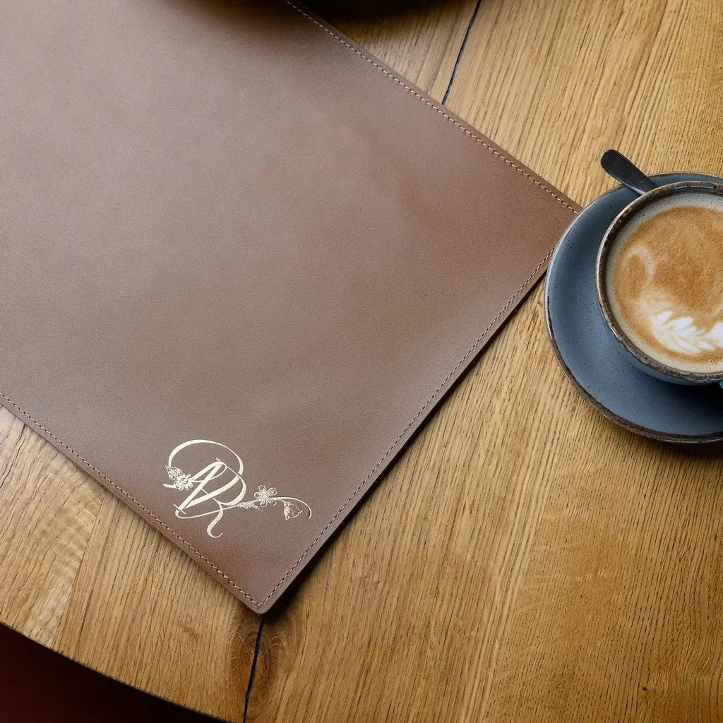 Close-up of Capri leather placemat texture – smooth, high-quality finish.