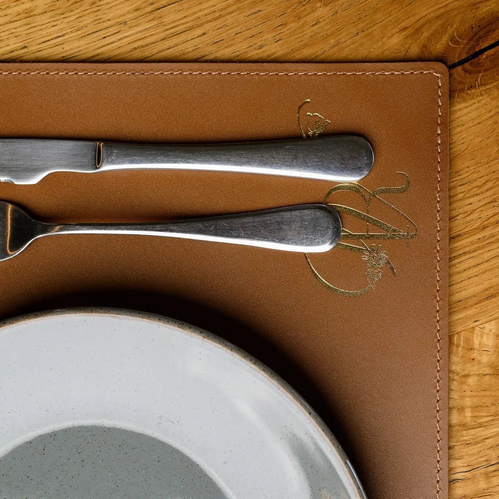High-quality leather placemat ideal for home or restaurant use.