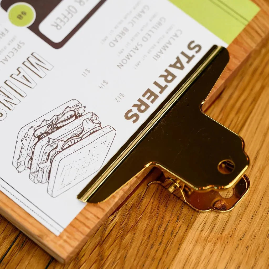 Table Stand Menu Holder with Golden Coloured Clip (TT409A5) - inkohoreca - shop