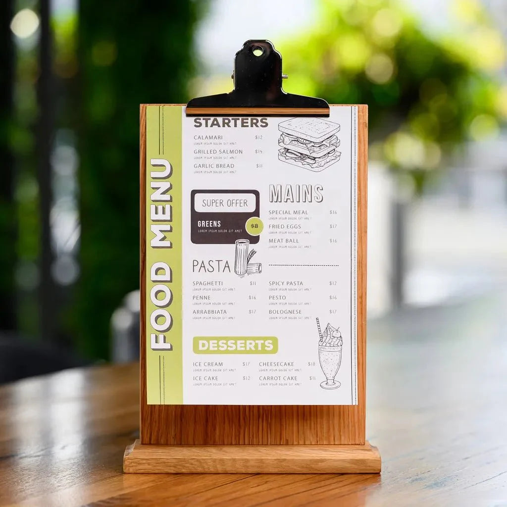 Table Stand Menu Holder with Silver Coloured Clip (TT410A5) - inkohoreca - shop