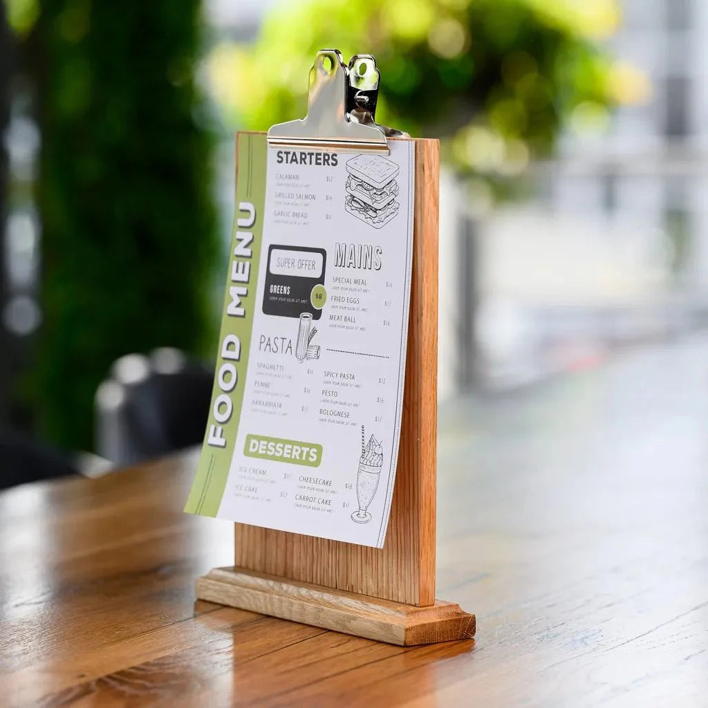 Table Stand Menu Holder with Silver Coloured Clip (TT410A5) - inkohoreca - shop