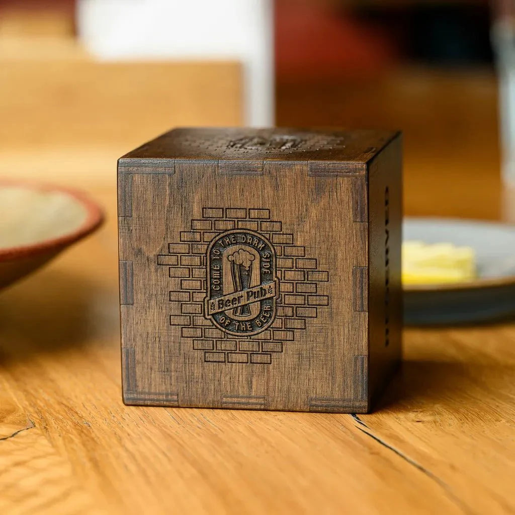 Handcrafted wooden tabletop reserve plate with a smooth finish.