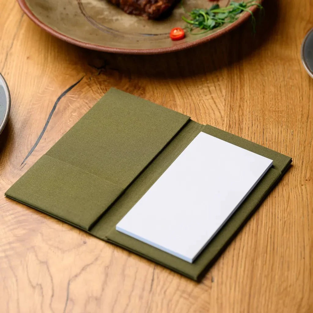 Durable Textile Notebook for Waiters, ideal for use in restaurants, bars, and cafes. A practical tool for waiters to stay organized and efficient while on the job.