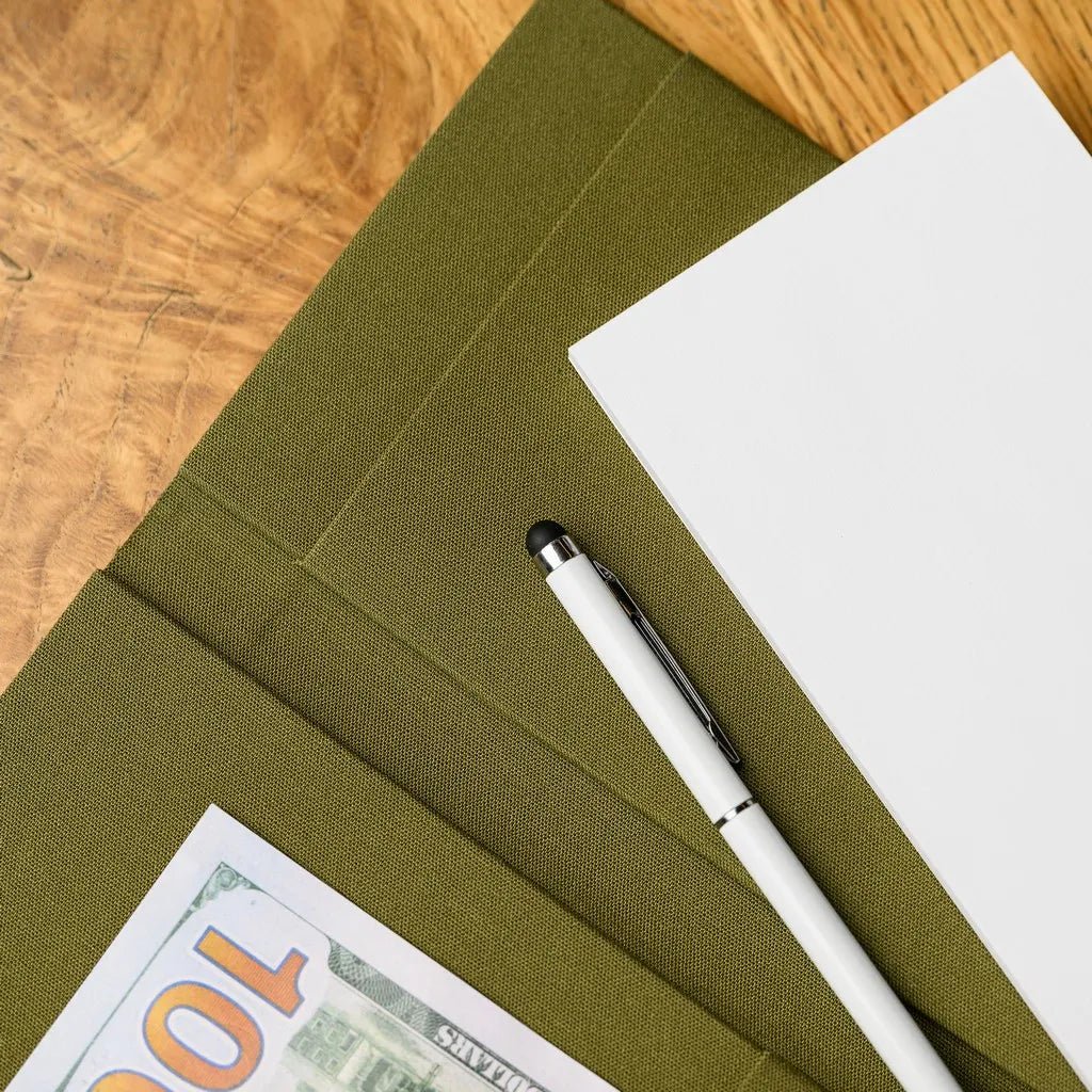 Stylish Textile Notebook for Waiters, made from durable fabric and perfect for jotting down orders, special requests, and important notes during service.