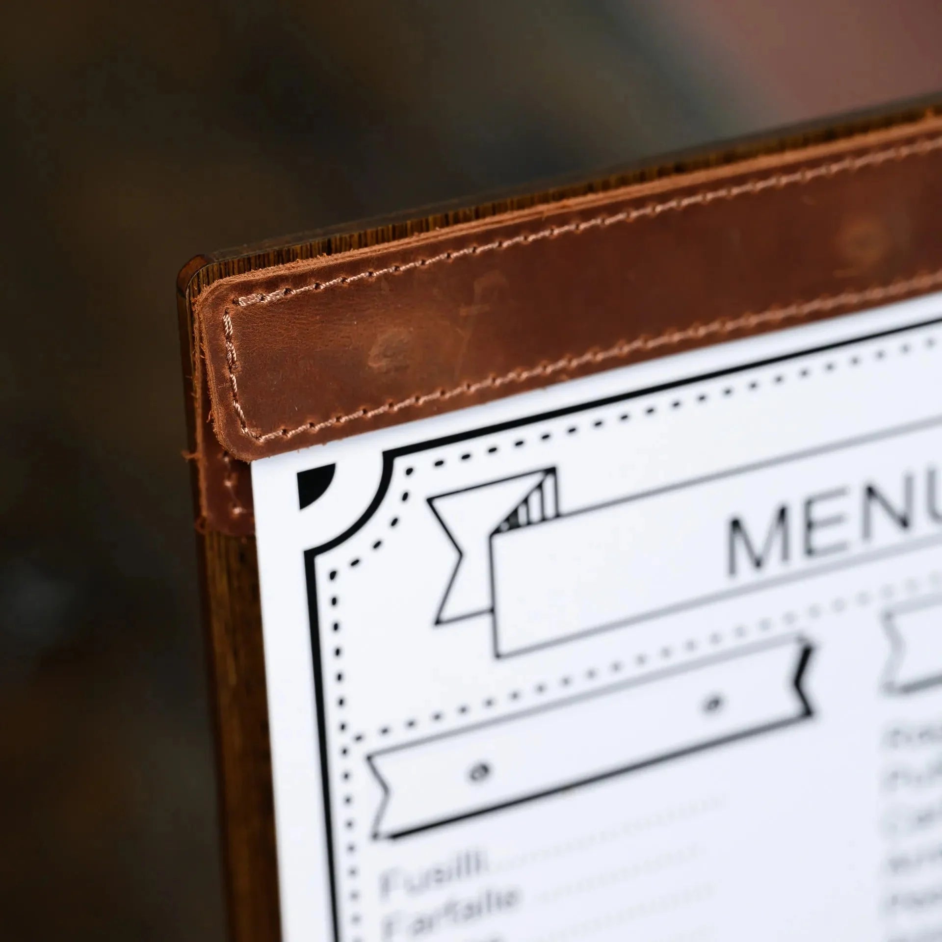 Veneered HDF Menu Board in Dark Walnut Colour - inkohoreca - shop