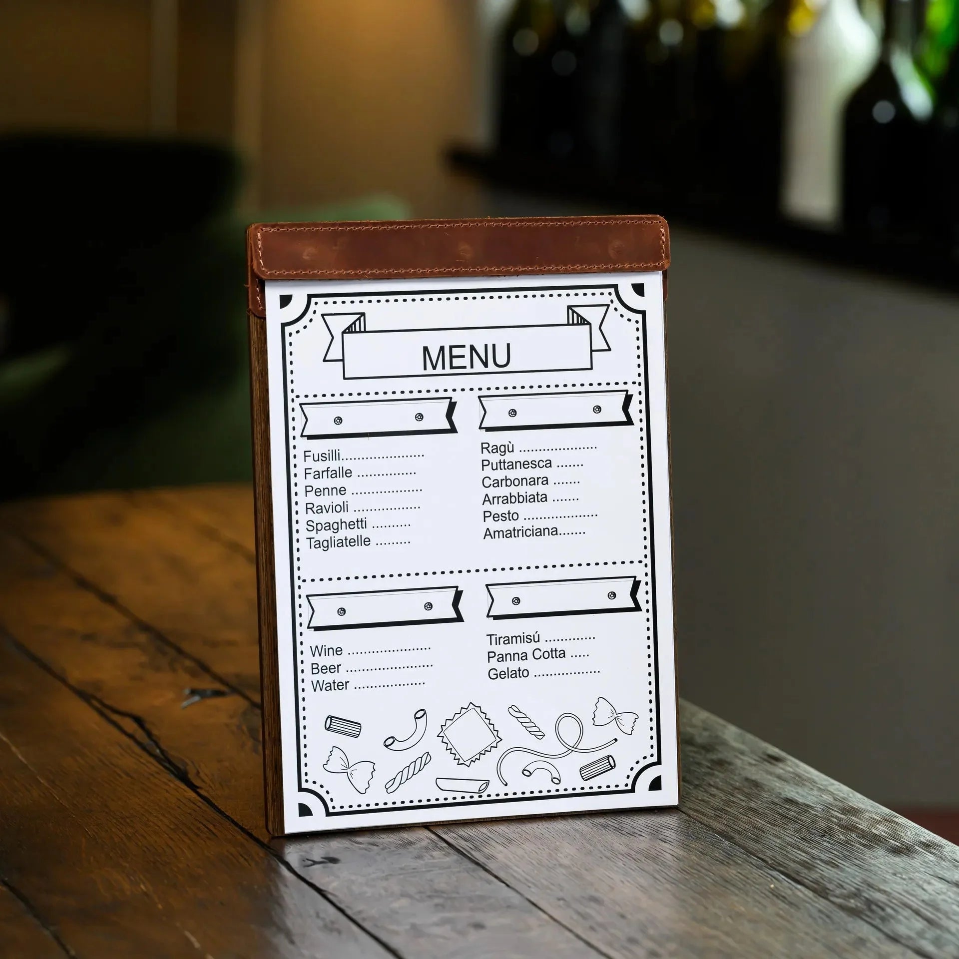 Veneered HDF Menu Board in Dark Walnut Colour - inkohoreca - shop