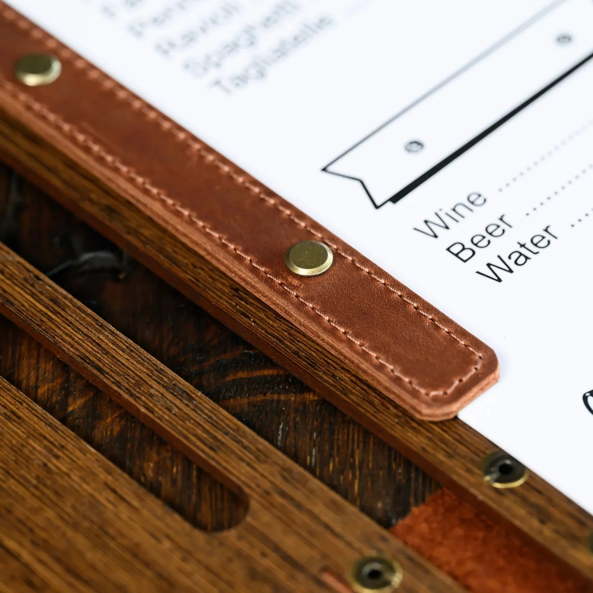 Veneered HDF Menu Hardcover Folder in Dark Walnut Colour - inkohoreca - shop