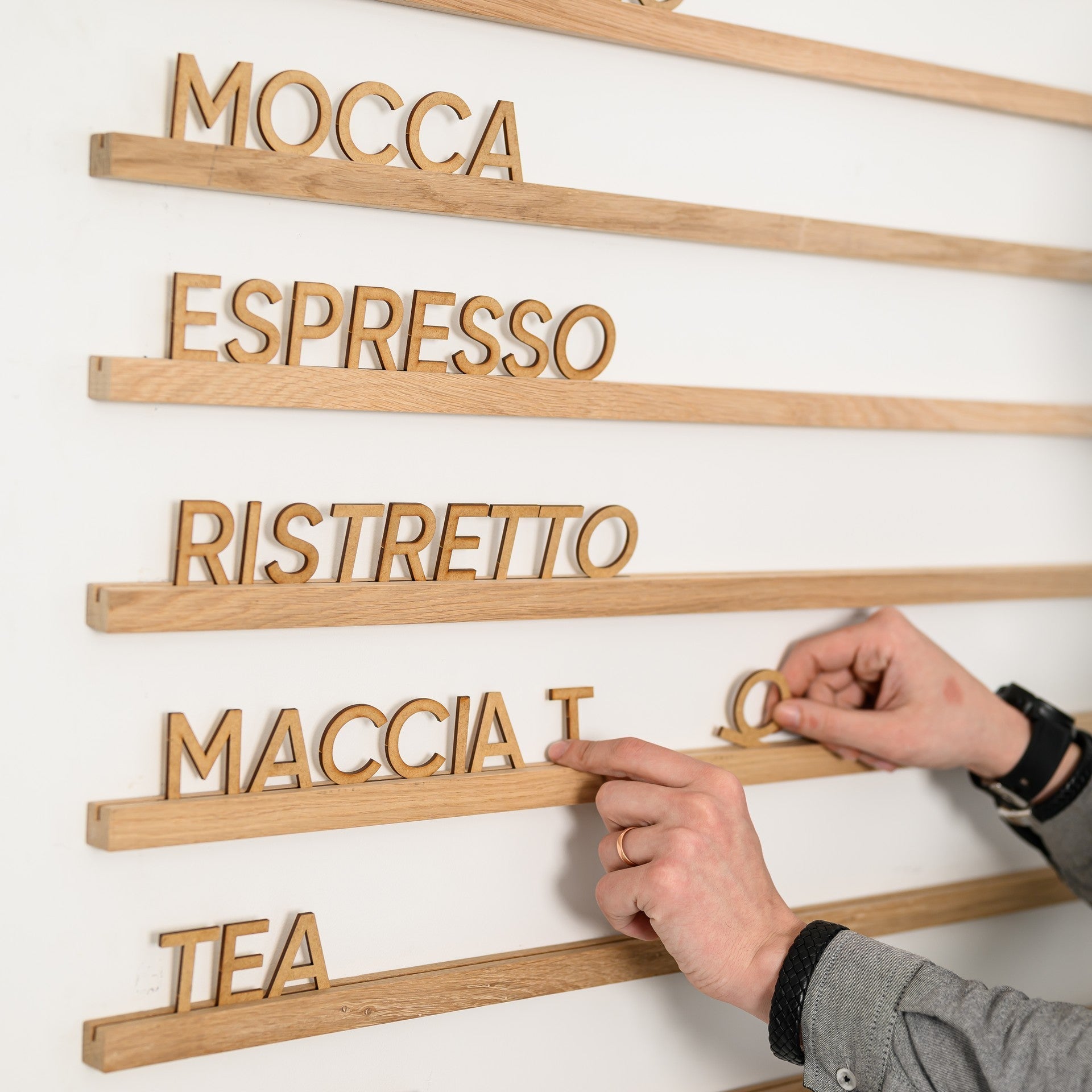 Wall Hanging Menu Board with HDF Letters and Oaken Rails - inkohoreca - shop
