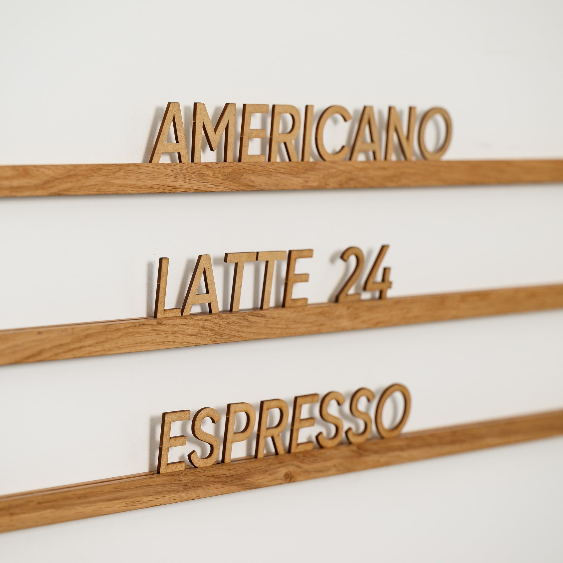 Wall Hanging Menu Board with HDF Letters and Oaken Rails - inkohoreca - shop