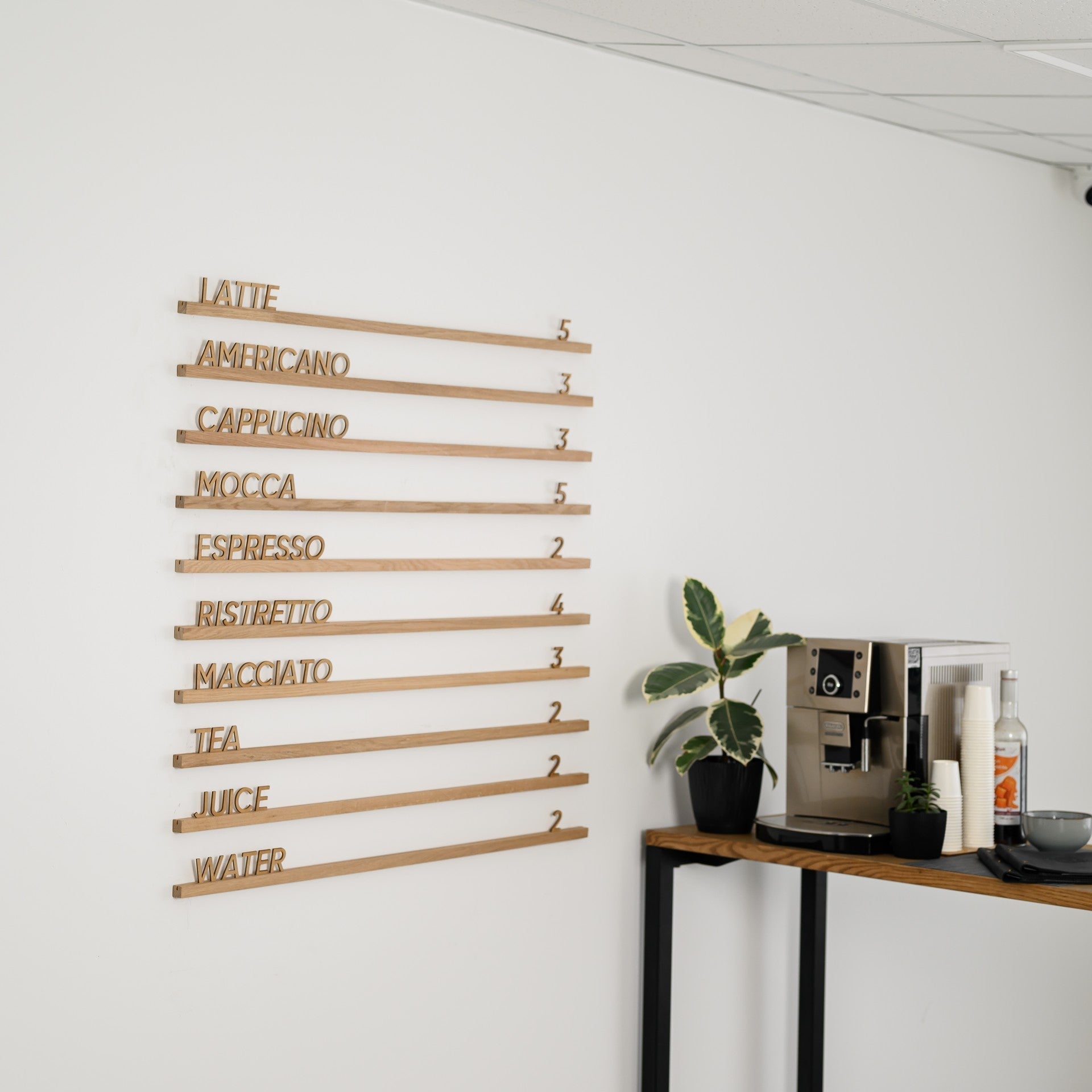 Wall Hanging Menu Board with HDF Letters and Oaken Rails - inkohoreca - shop