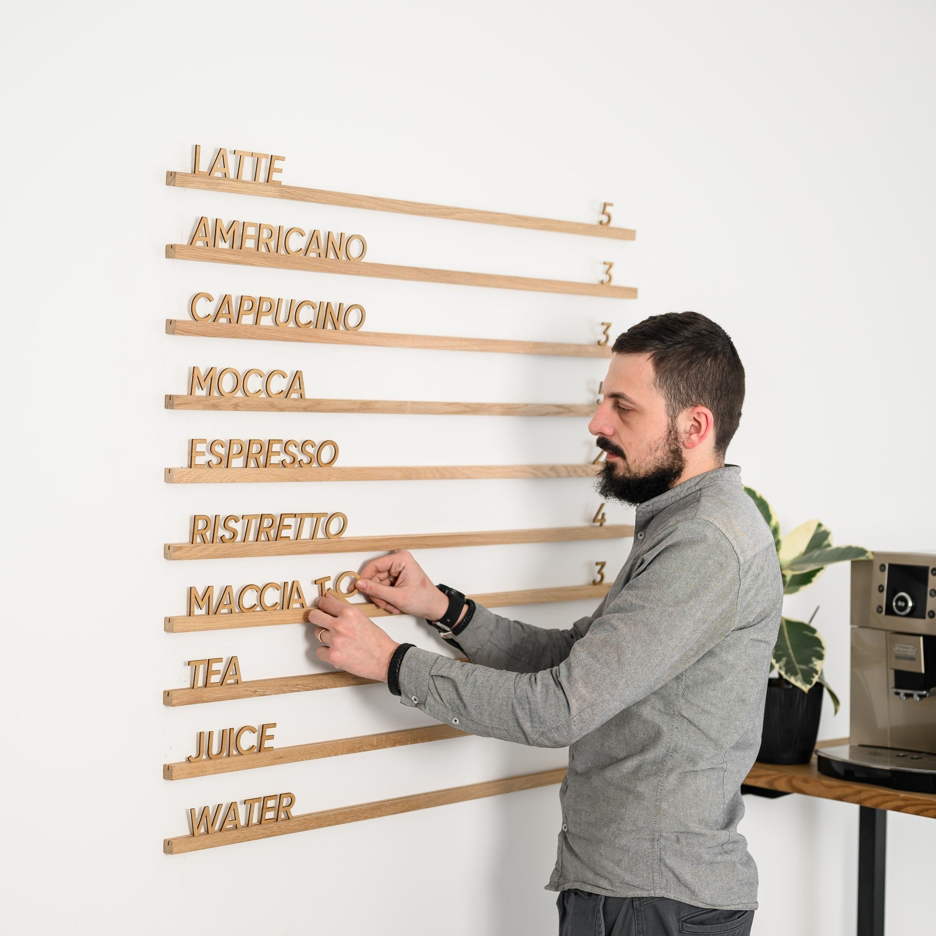 Wall Hanging Menu Board with HDF Letters and Oaken Rails - inkohoreca - shop