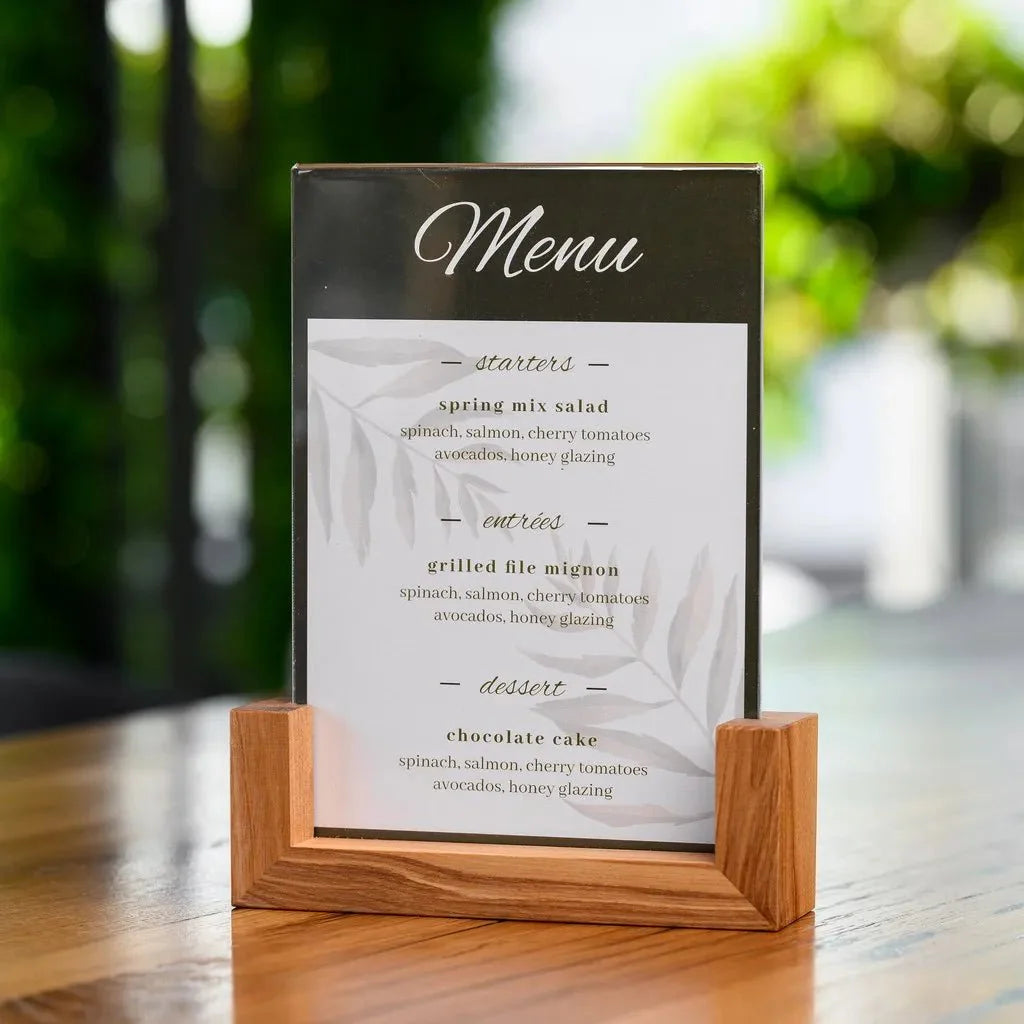 Wooden Acrylic Table Stand Menu Holder (TT417A5) - inkohoreca - shop