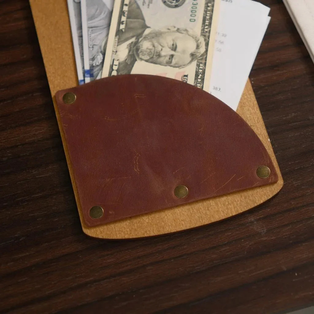 Custom wooden check presenter featuring laser engraving.
