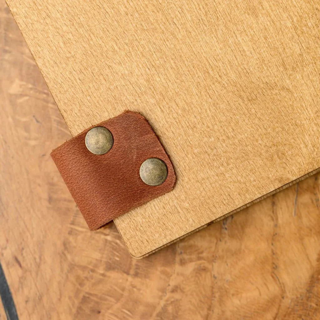 Premium check presenter with a warm wooden finish.