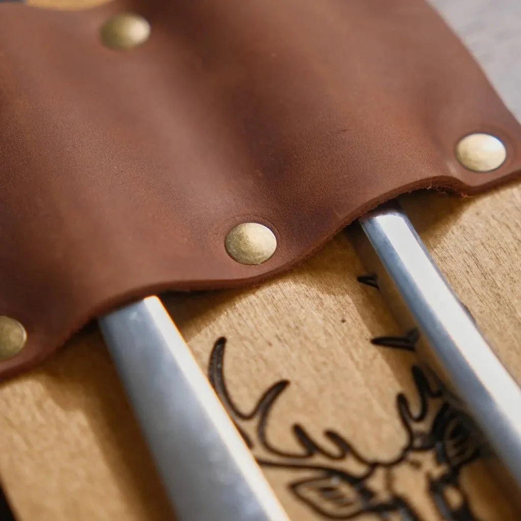 Elegant wooden cutlery holder with a natural finish.
