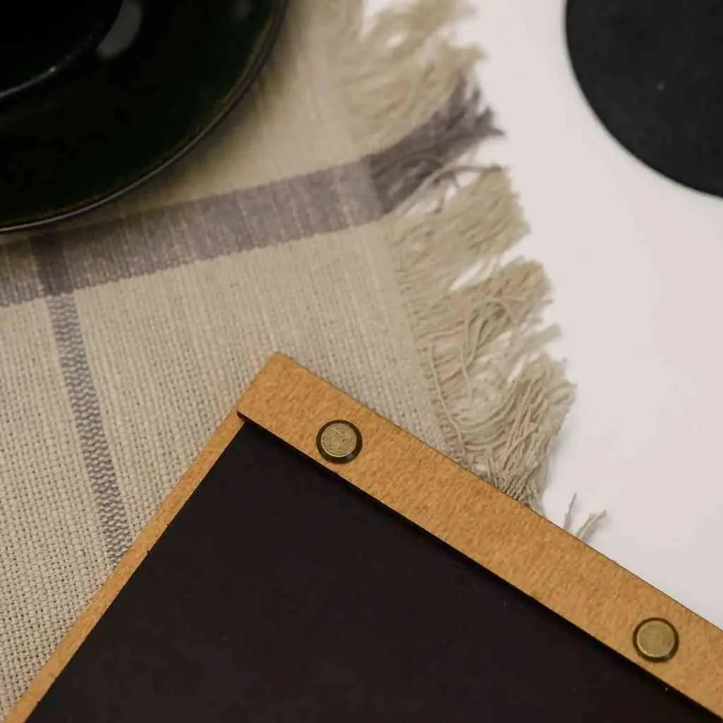 Wooden Drink Menu Board with Crazy Horse Leather Cover (P01A6) - inkohoreca - shop