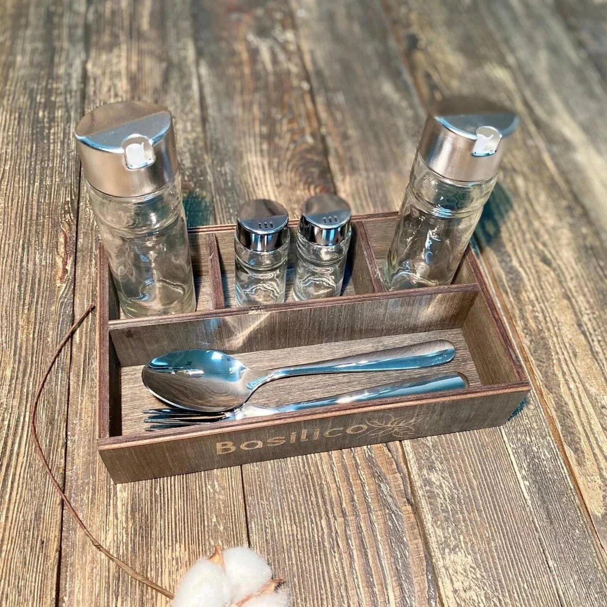 Wooden Holder for Condiments, Napkins, and Cutlery - inkohoreca - shop