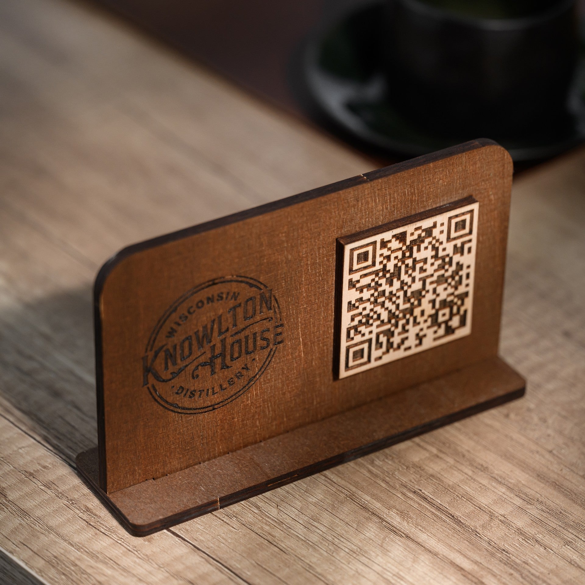 Wooden Horizontal Table Stand with QR Code Menu Sign (QP03) - inkohoreca - shop