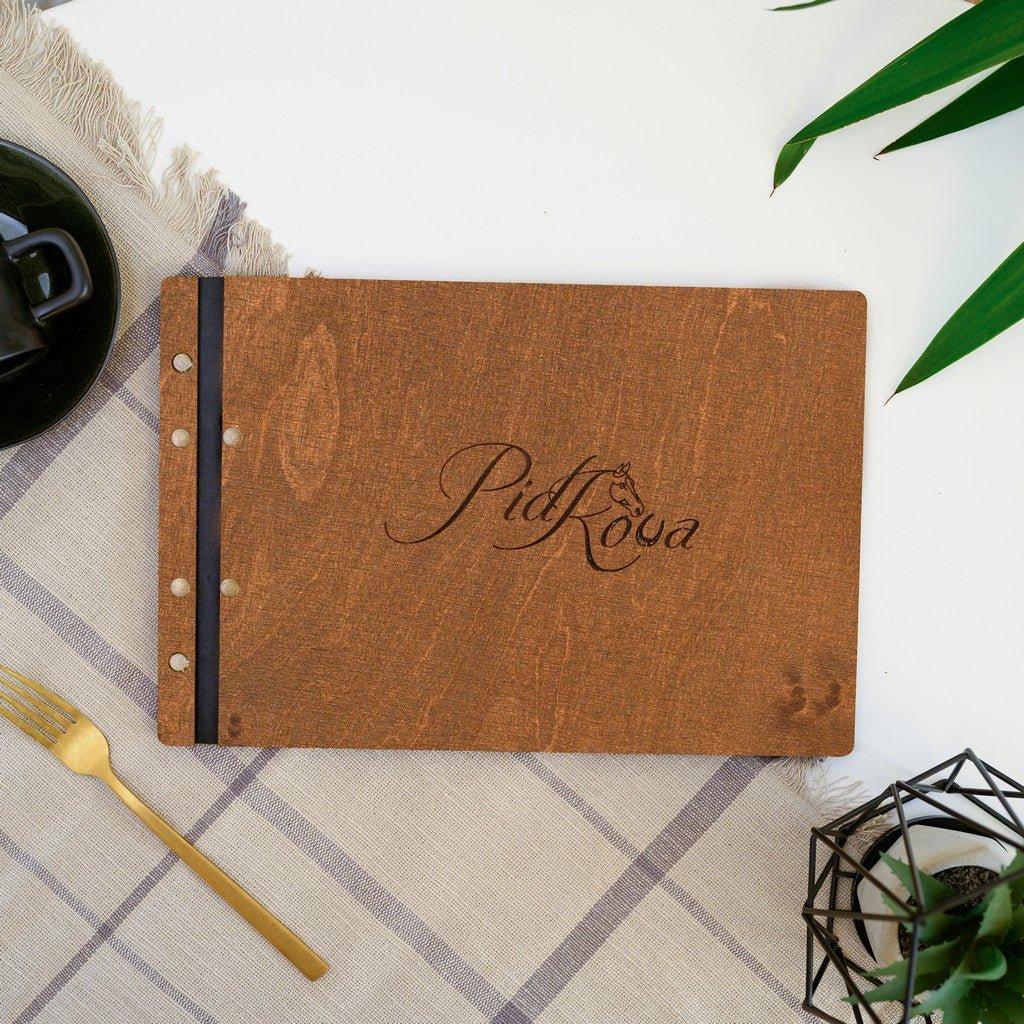 Wooden Landscape Oriented Menu Holder Fastened by Screws (M01A8) - inkohoreca - shop
