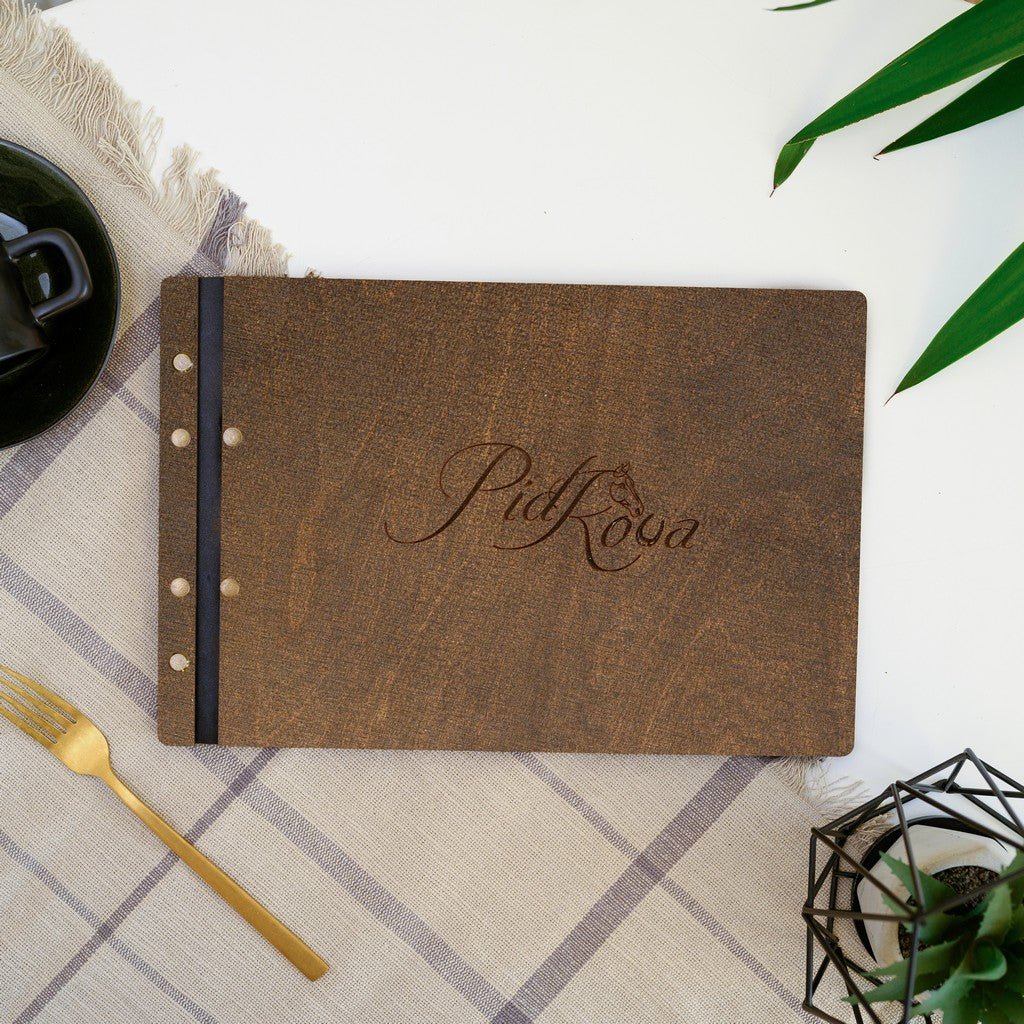 Wooden Landscape Oriented Menu Holder Fastened by Screws (M01A8) - inkohoreca - shop