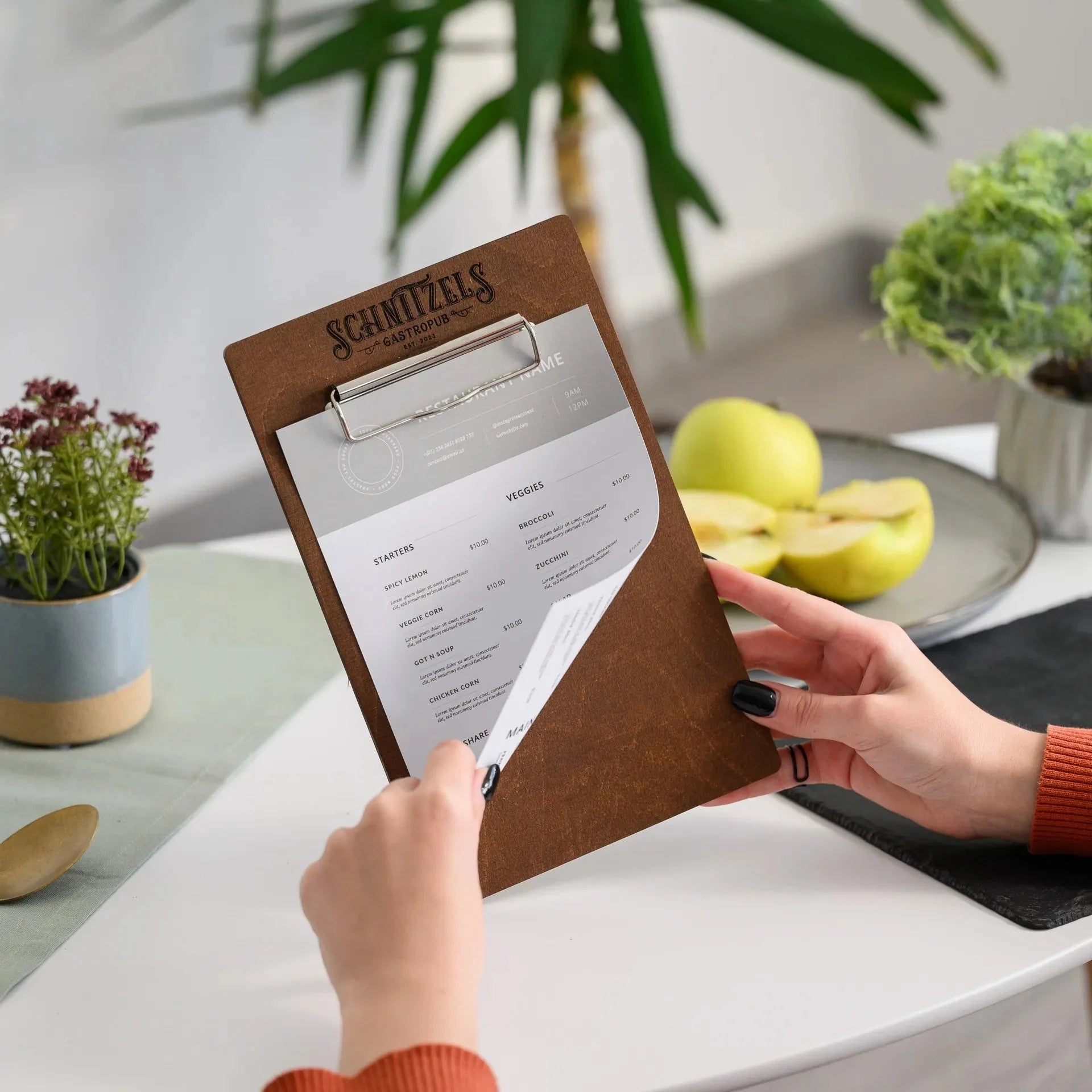 Wooden Menu Board with Binder (P08A5) - inkohoreca - shop