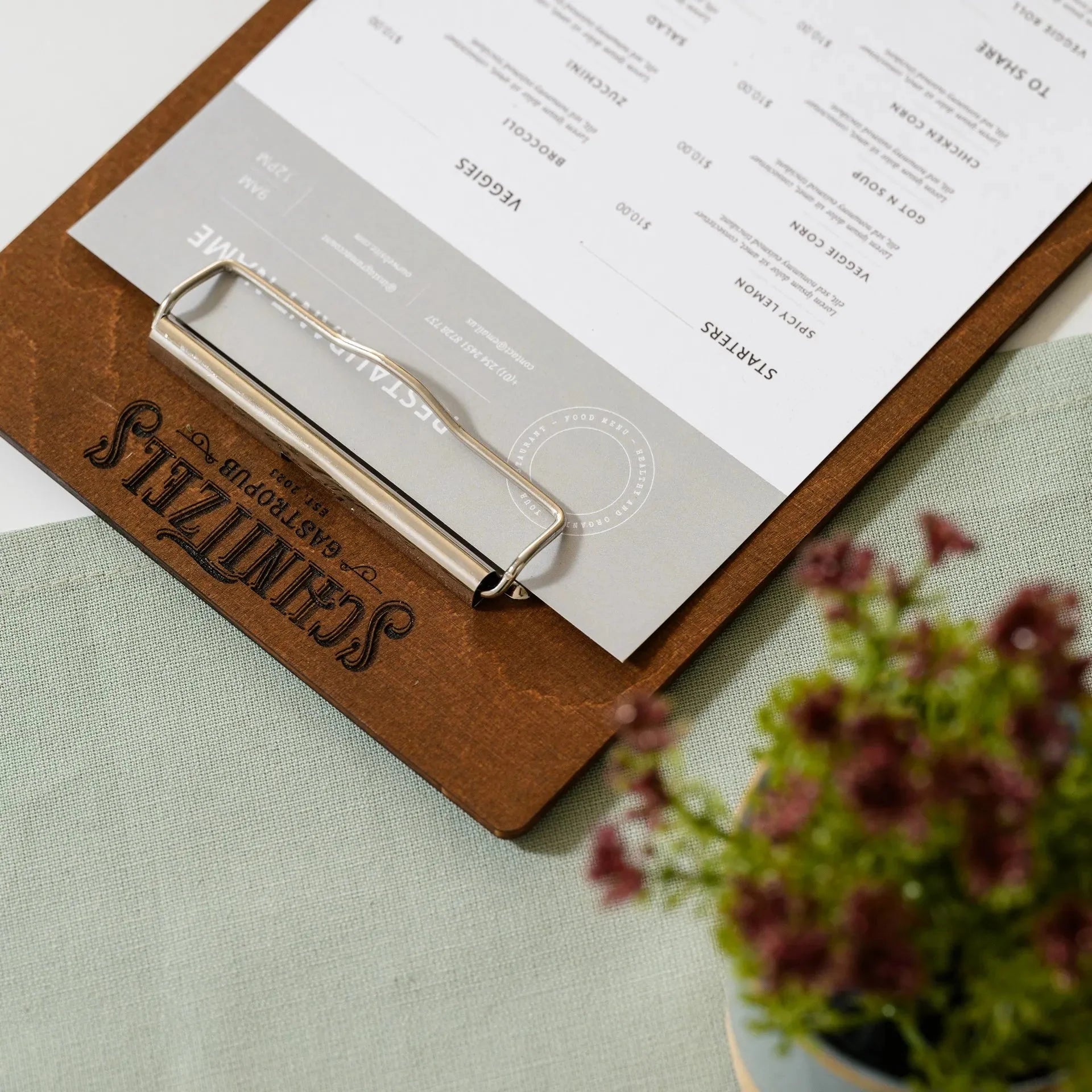 Wooden Menu Board with Binder (P08A5) - inkohoreca - shop
