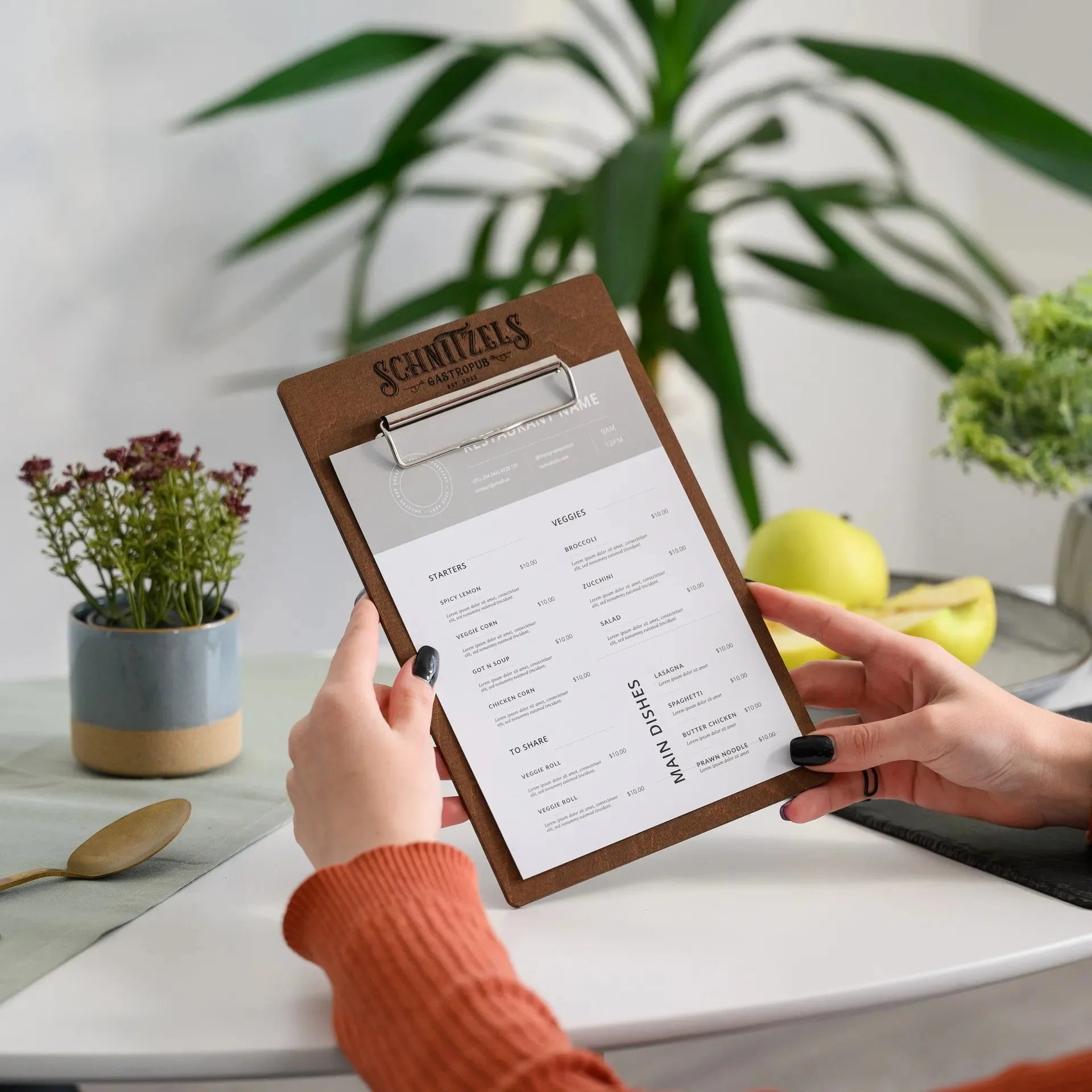 Wooden Menu Board with Binder (P08A5) - inkohoreca - shop
