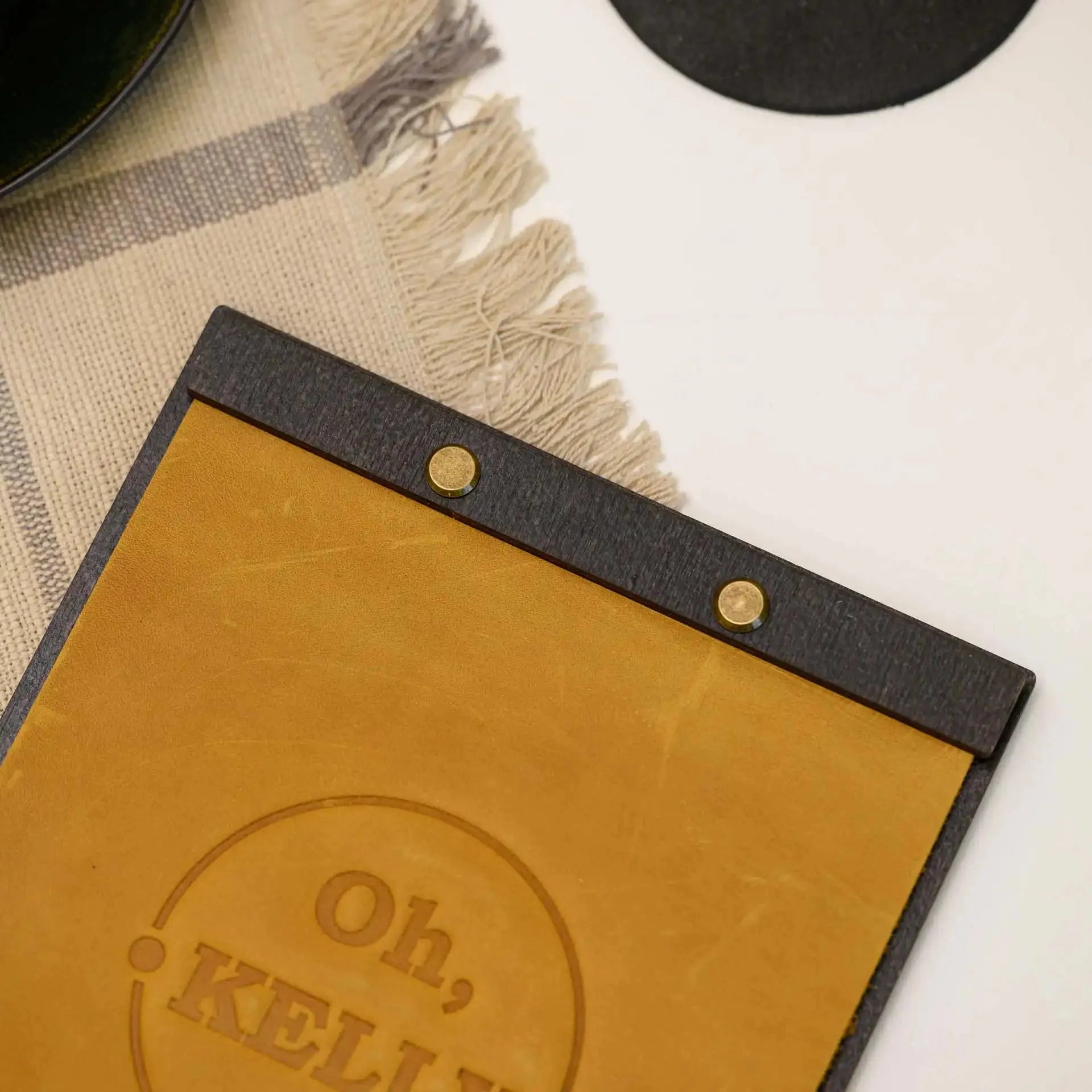 Wooden Menu Board with Crazy Horse Leather Cover (P01A5) - inkohoreca - shop