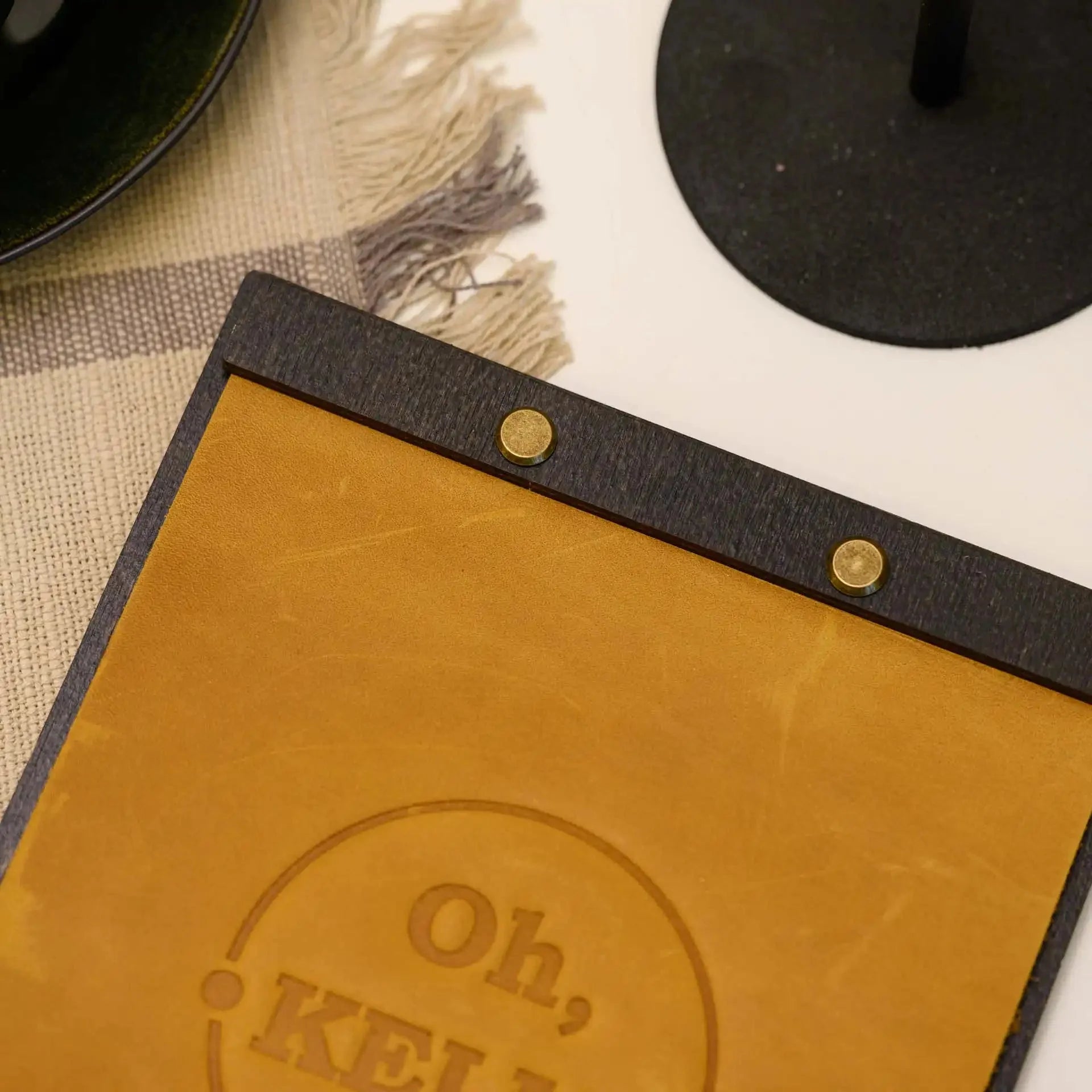 Wooden Menu Board with Crazy Horse Leather Cover (P01A5) - inkohoreca - shop