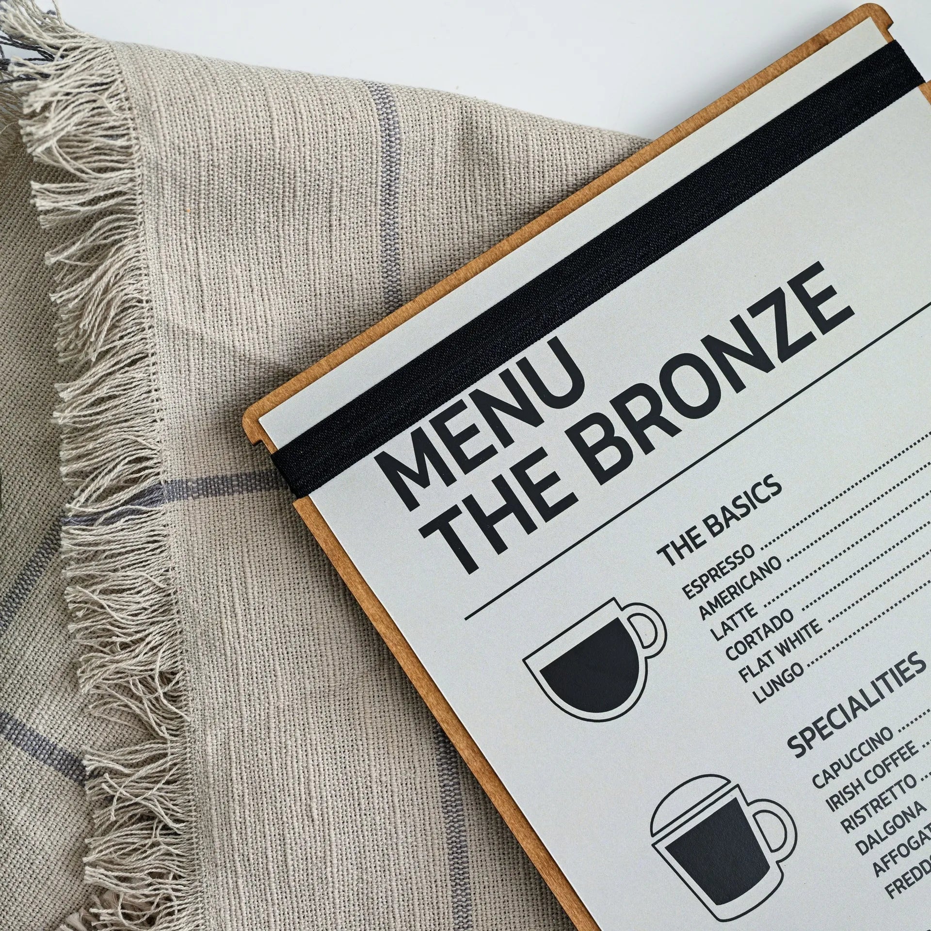 Wooden Menu Board with Elastic Band (P14A1) - inkohoreca - shop