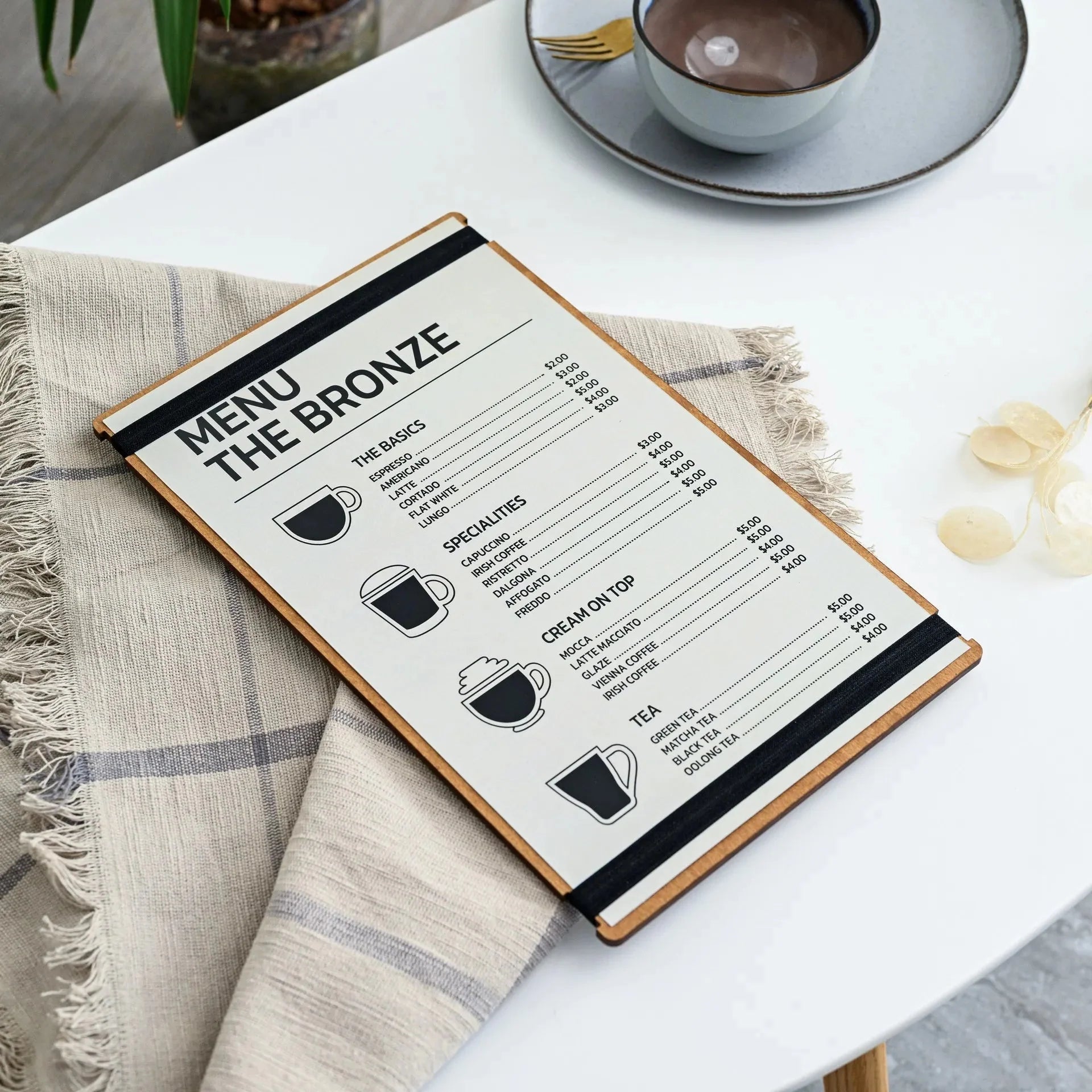 Wooden Menu Board with Elastic Band (P14A1) - inkohoreca - shop