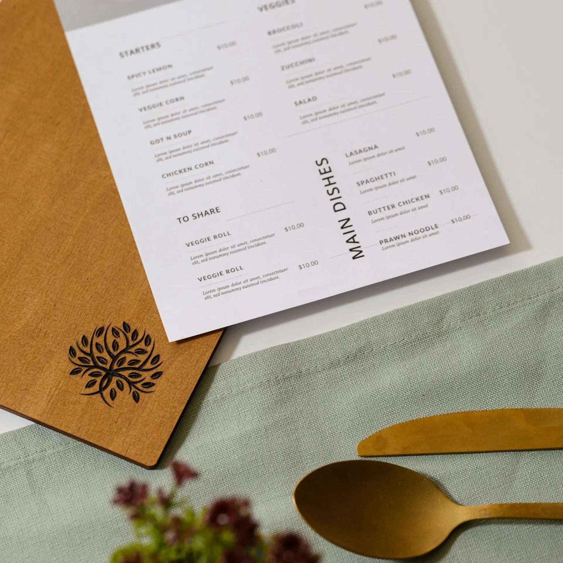 Wooden Menu Board with Leather Handle (P09A5) - inkohoreca - shop