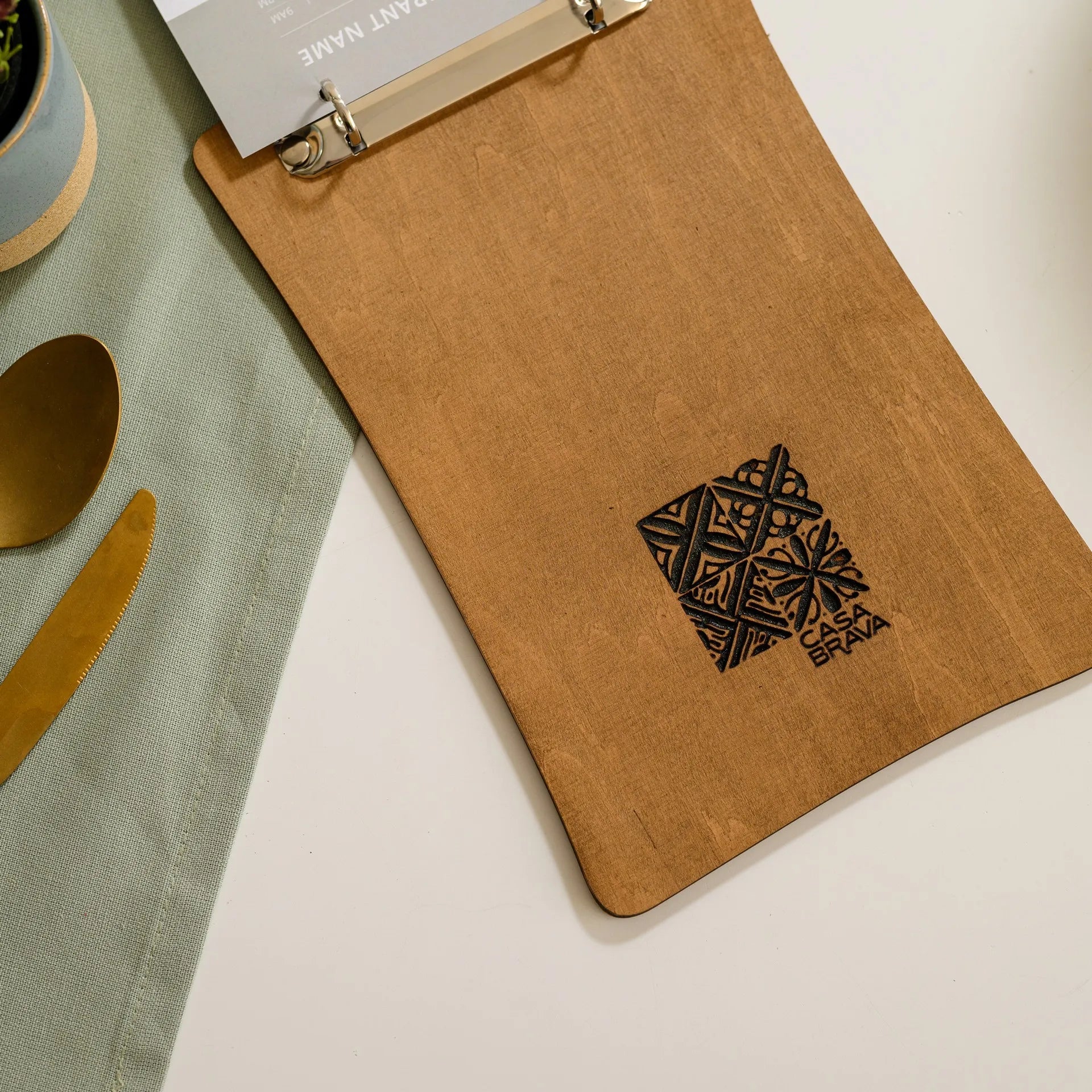 Wooden Menu Board with Ring Binder (P10A5) - inkohoreca - shop
