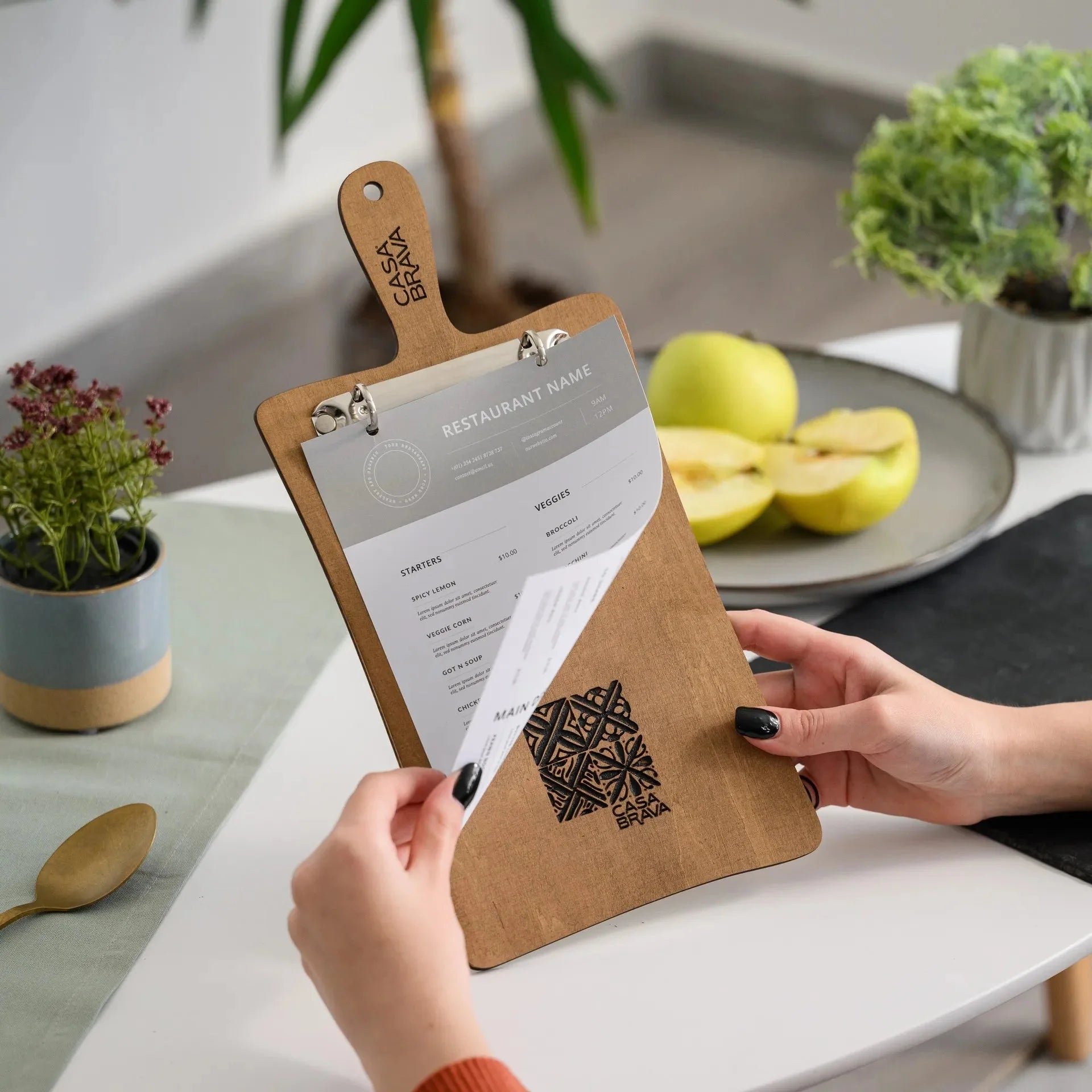 Wooden Menu Board with Ring Binder (P10A5) - inkohoreca - shop