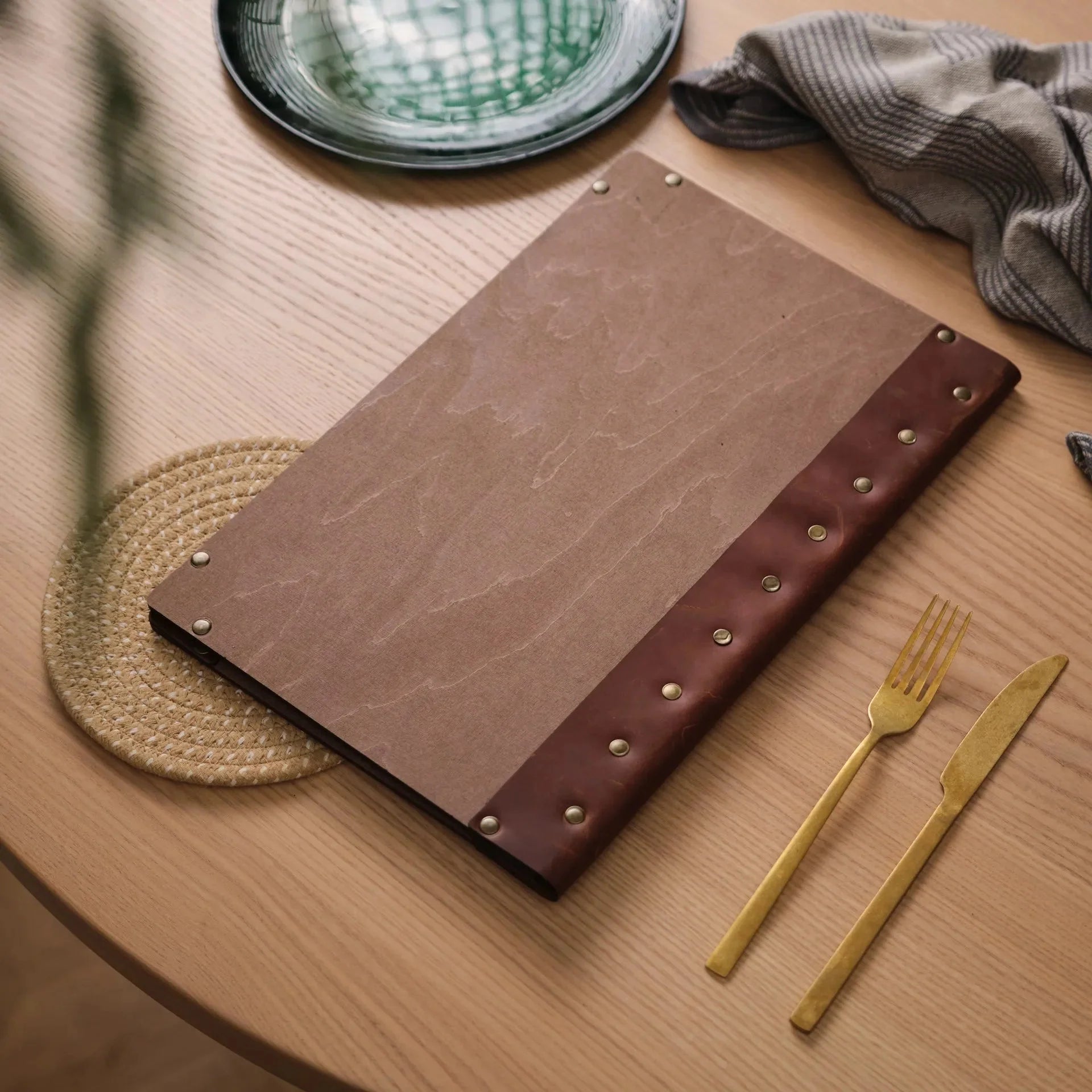 Wooden Menu Clipboard with Leather Spine (M06A1) - inkohoreca - shop