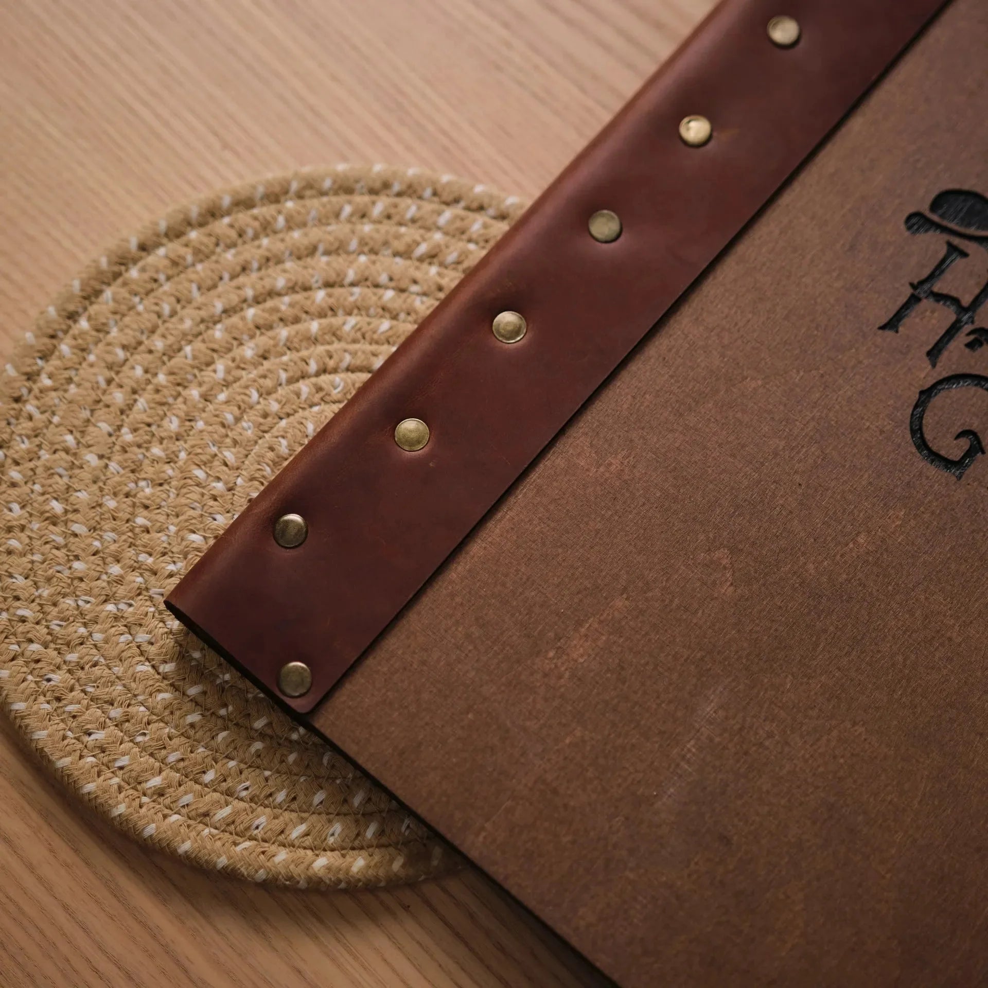 Wooden Menu Clipboard with Leather Spine (M06A1) - inkohoreca - shop
