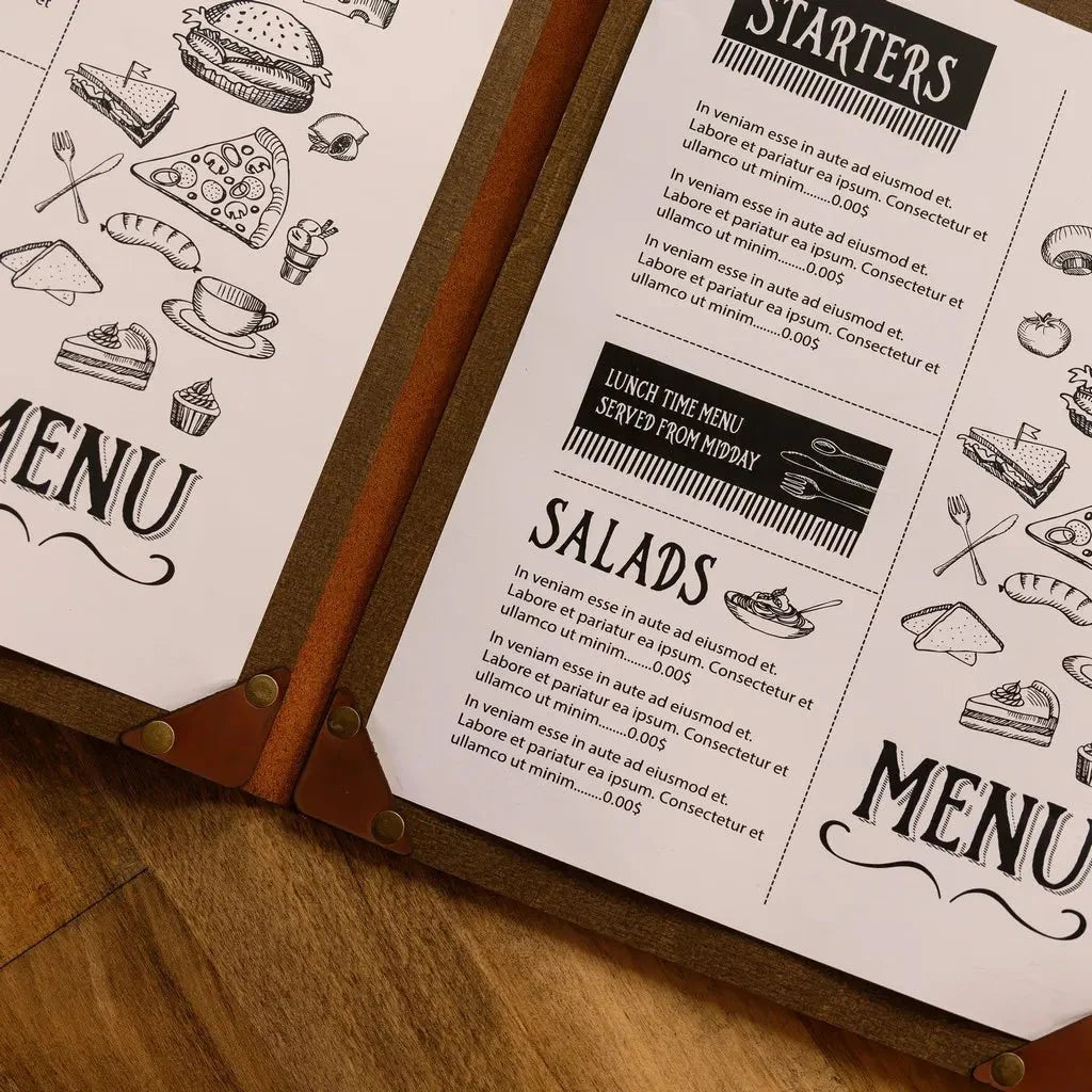 High-quality menu book perfect for luxury venues.