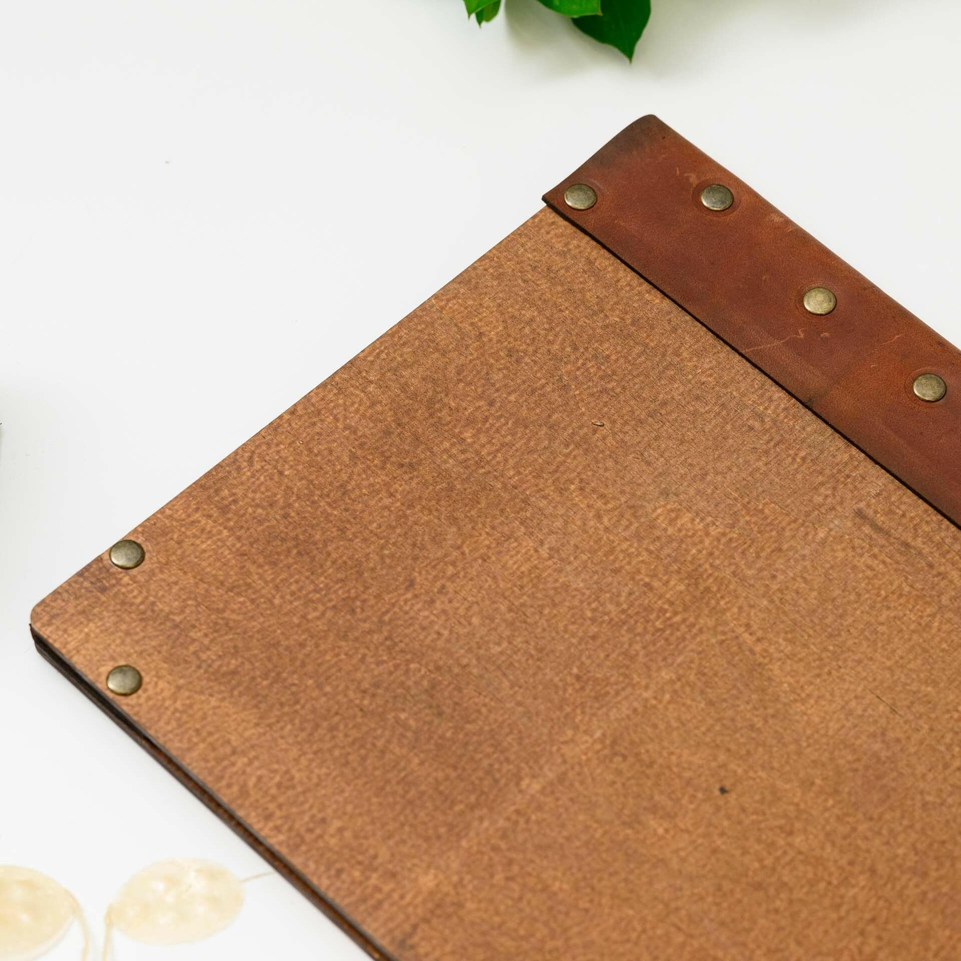 Wooden Menu Clipboard with Leather Spine (M06A4) - inkohoreca - shop