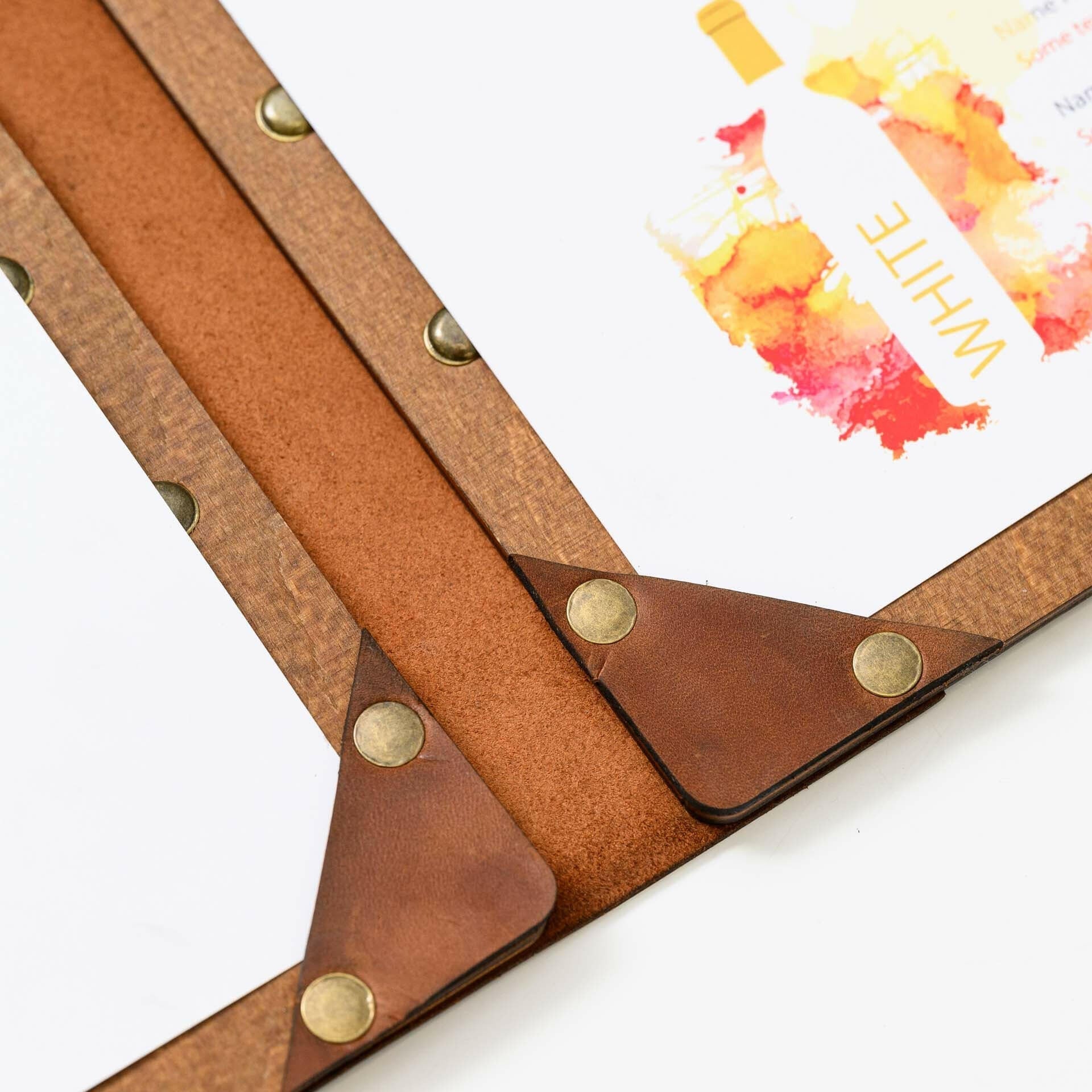 Wooden Menu Clipboard with Leather Spine (M06A4) - inkohoreca - shop
