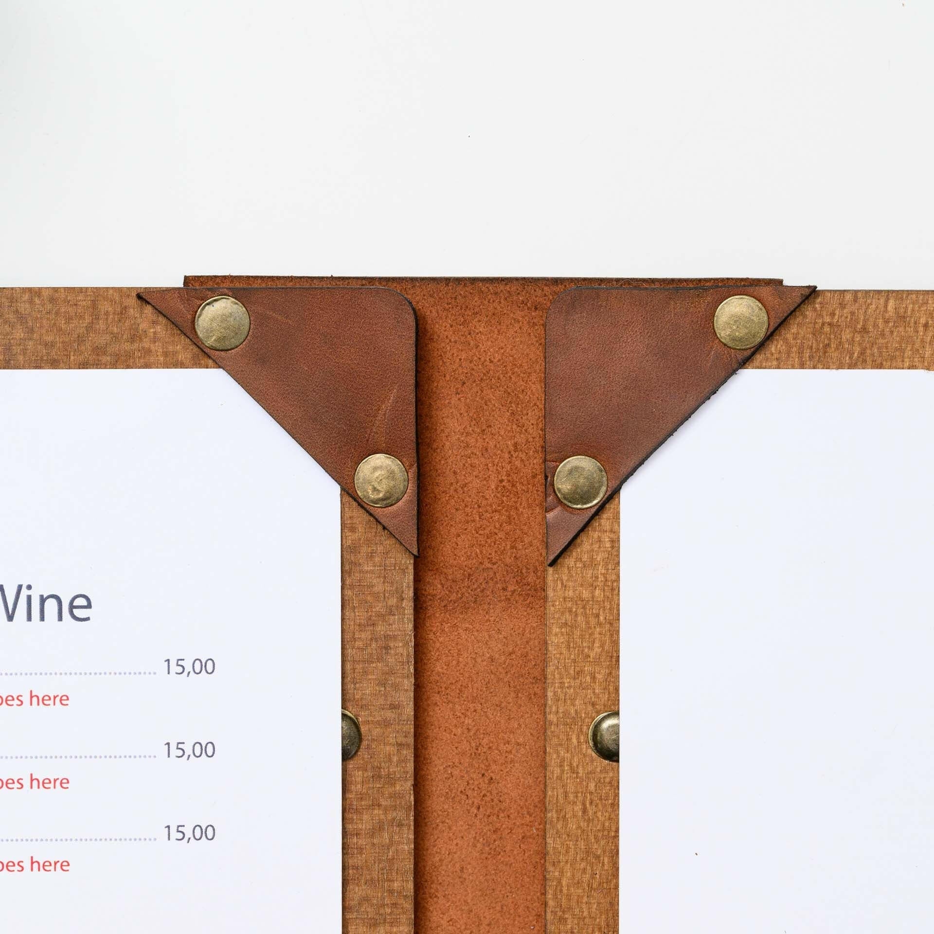 Wooden Menu Clipboard with Leather Spine (M06A4) - inkohoreca - shop
