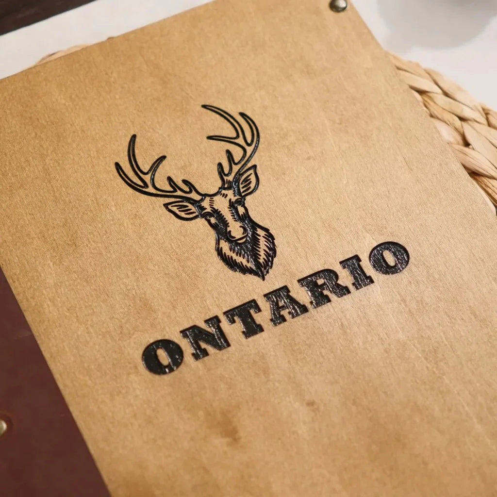Handcrafted covers restaurant menu for an upscale look.