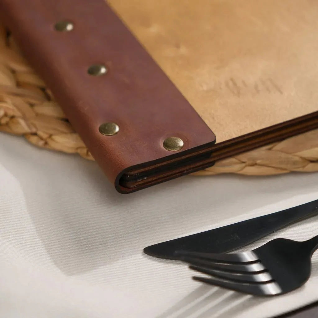 Premium menu books for restaurants with durable binding.