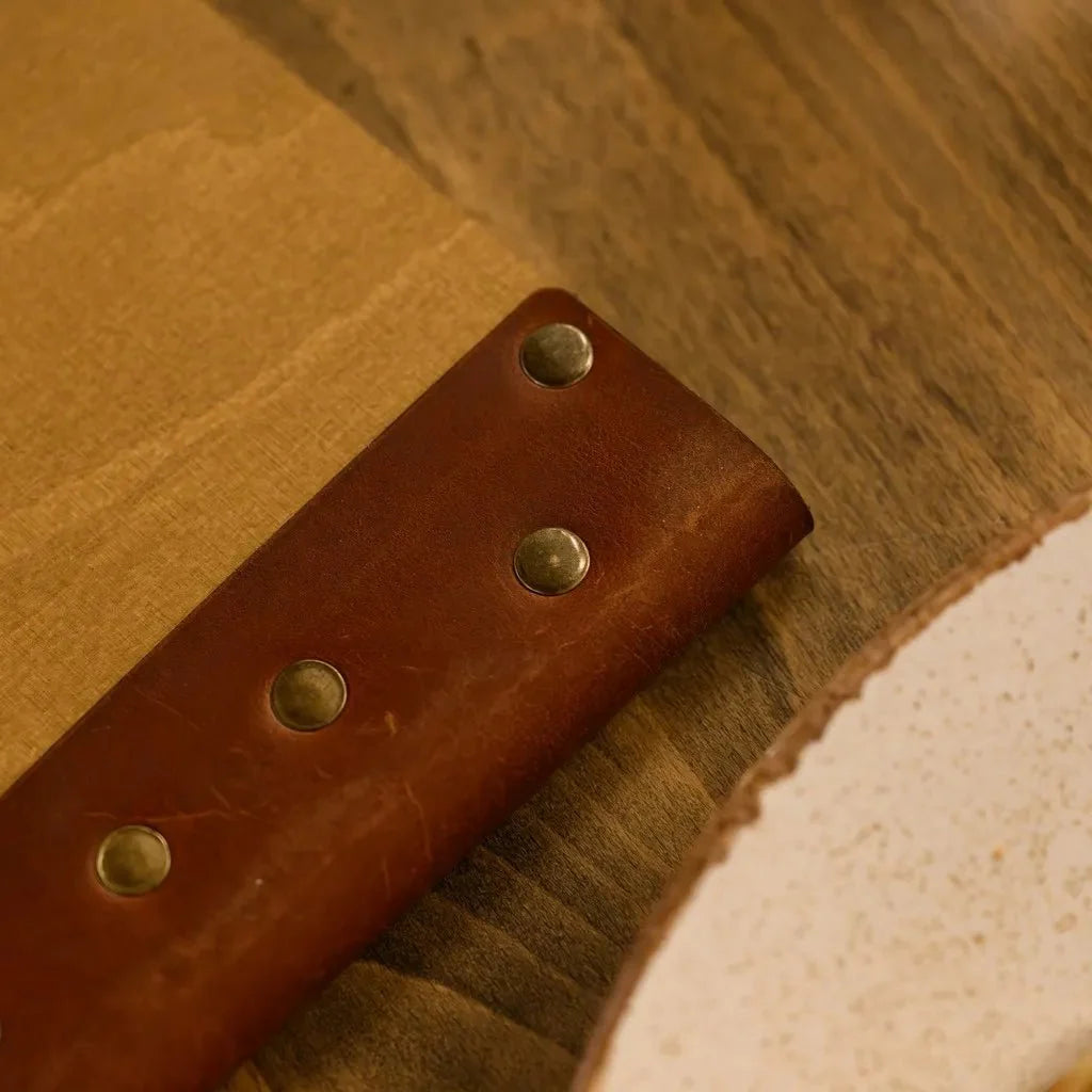 Stylish menu book with a custom wooden finish.